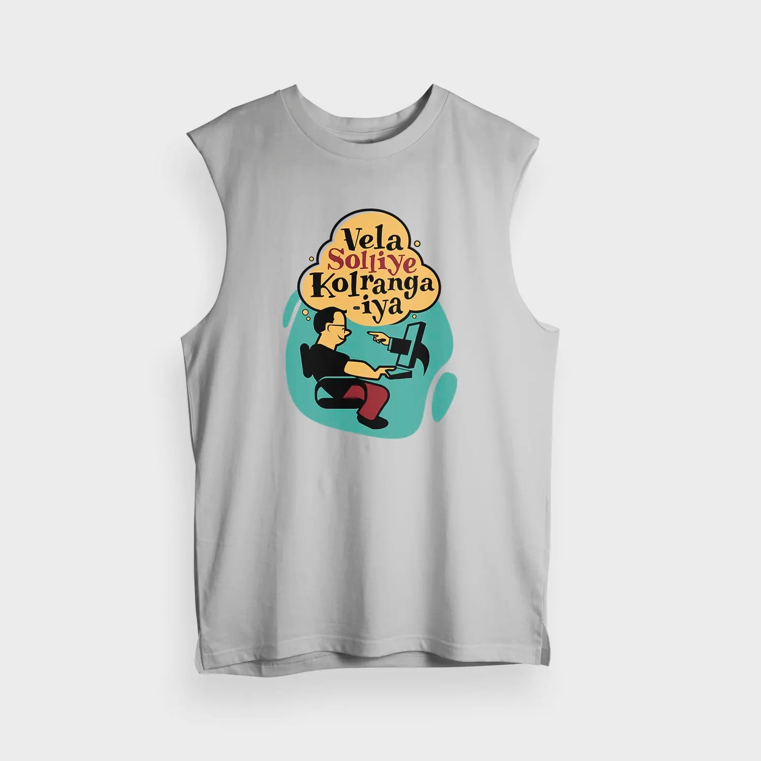 Vela Soliye Kolrangaiya Men/Unisex Tank Top in Grey Melange Color