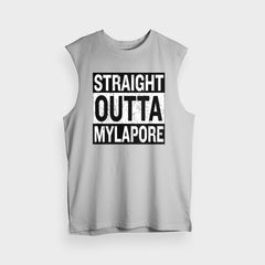 Straight Outta Mylapore Men/Unisex Tank Top in Grey Melange Color