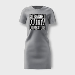 Straight Outta Coimbatore Women's T-Shirt Dress in Grey Melange Color