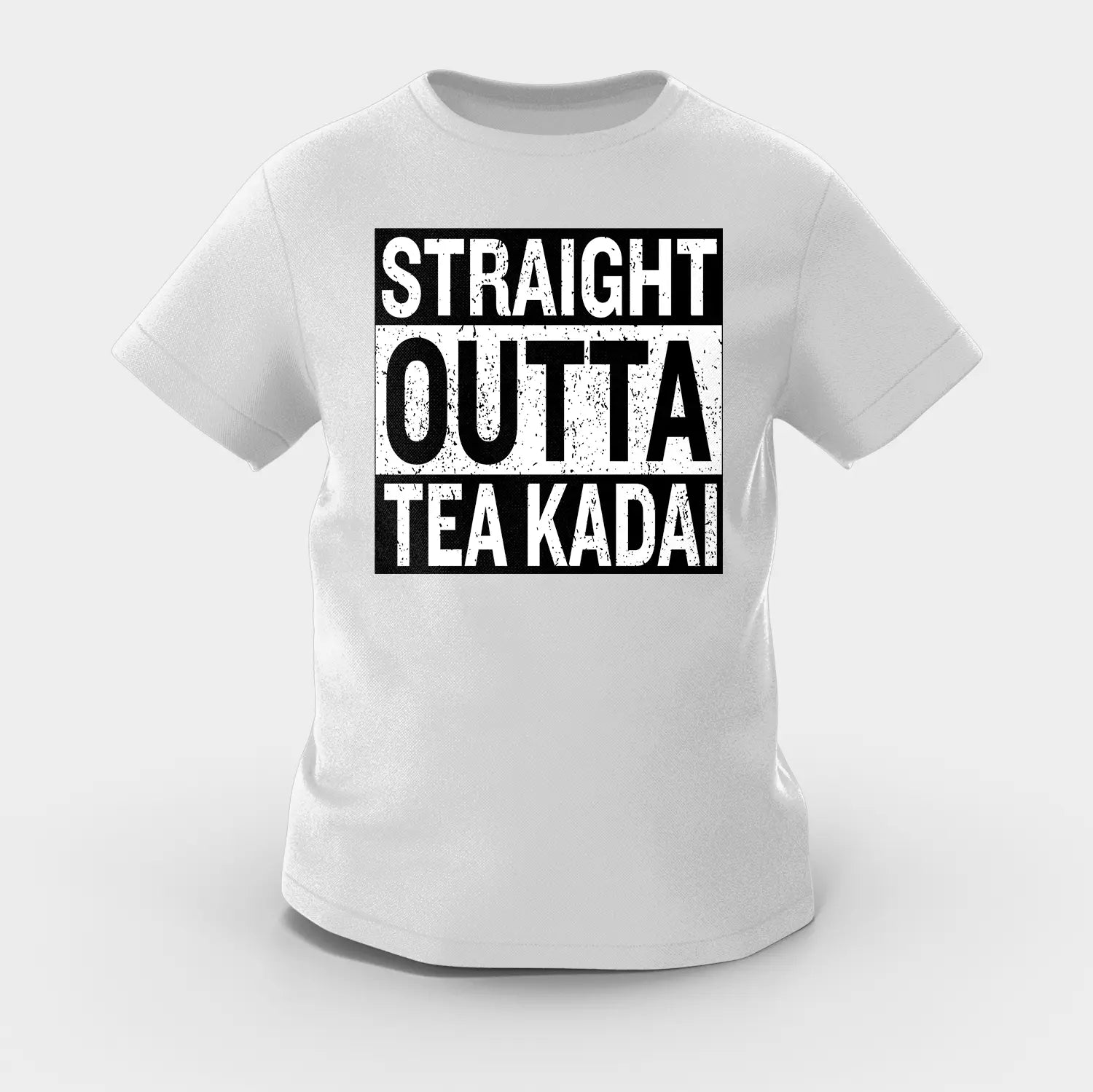 Straight Outta Tea Kadai Girls Round Neck T-Shirt in Grey Melange Color