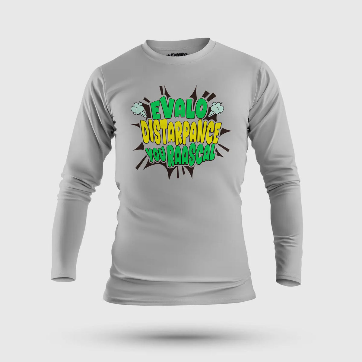 Evalo Distarpance You Raascal Men/Unisex Long Sleeve T-Shirt in Grey Melange Color