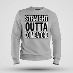 Straight Outta Coimbatore Men/Unisex Sweatshirt in Grey Melange Color