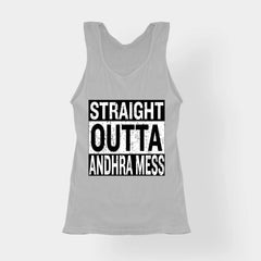 Straight Outta Andhra Mess Women's Tank Top in Grey Melange Color