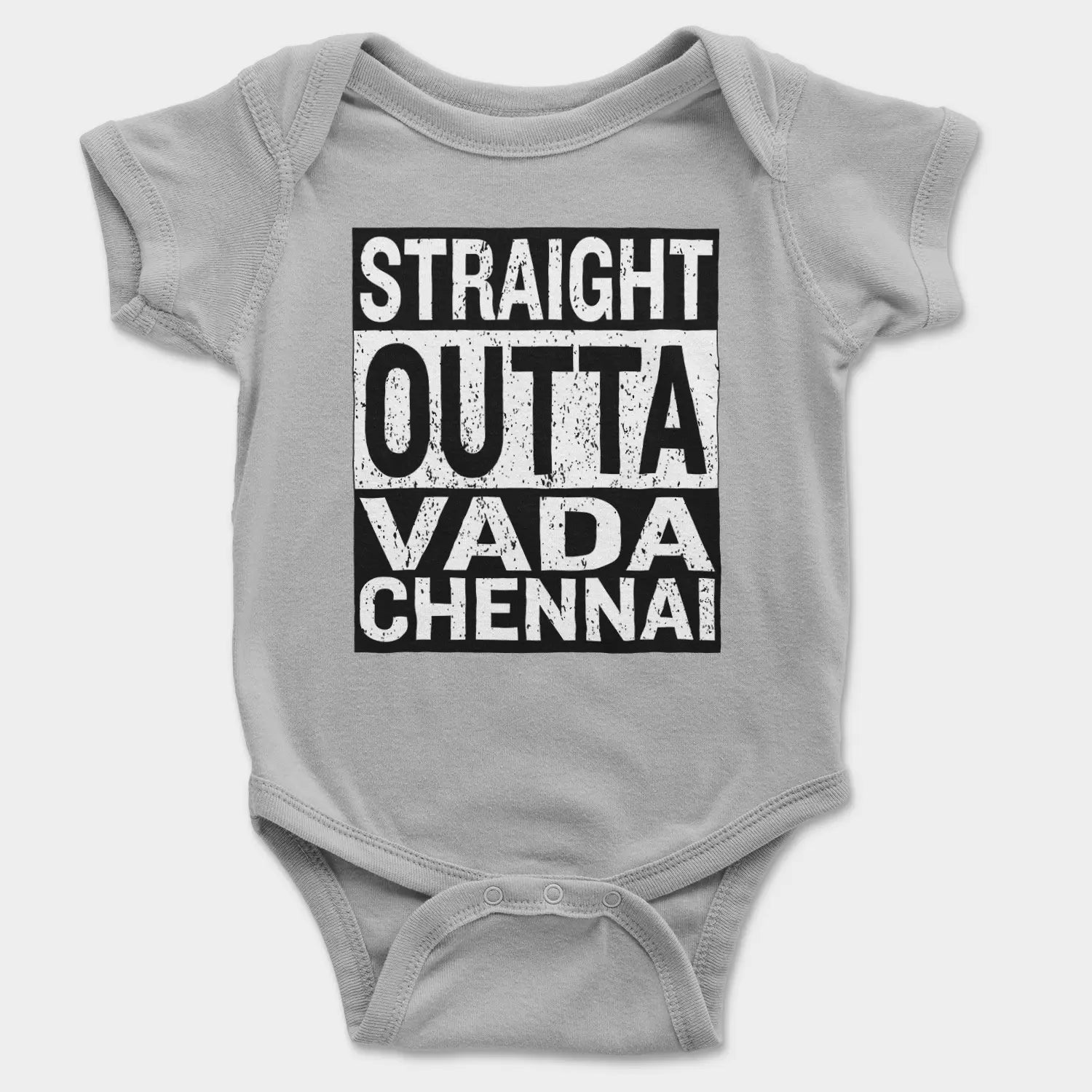 Straight Outta Vada Chennai Onesie/Romper in Grey Melange Color