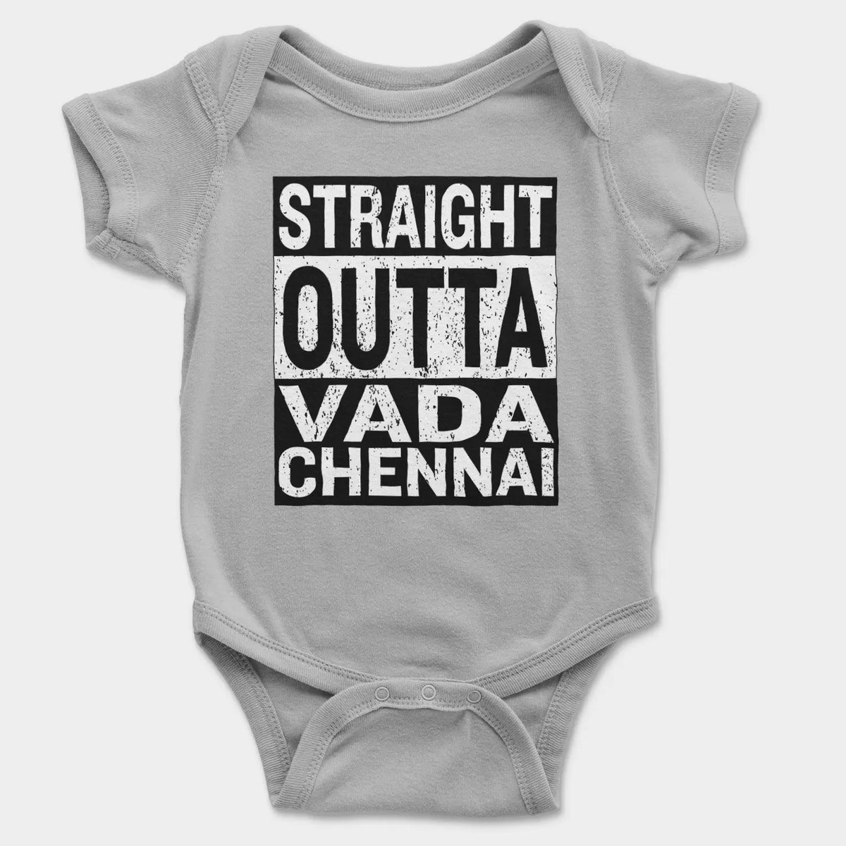 Straight Outta Vada Chennai Onesie/Romper in Grey Melange Color
