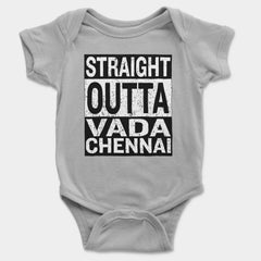 Straight Outta Vada Chennai Onesie/Romper in Grey Melange Color