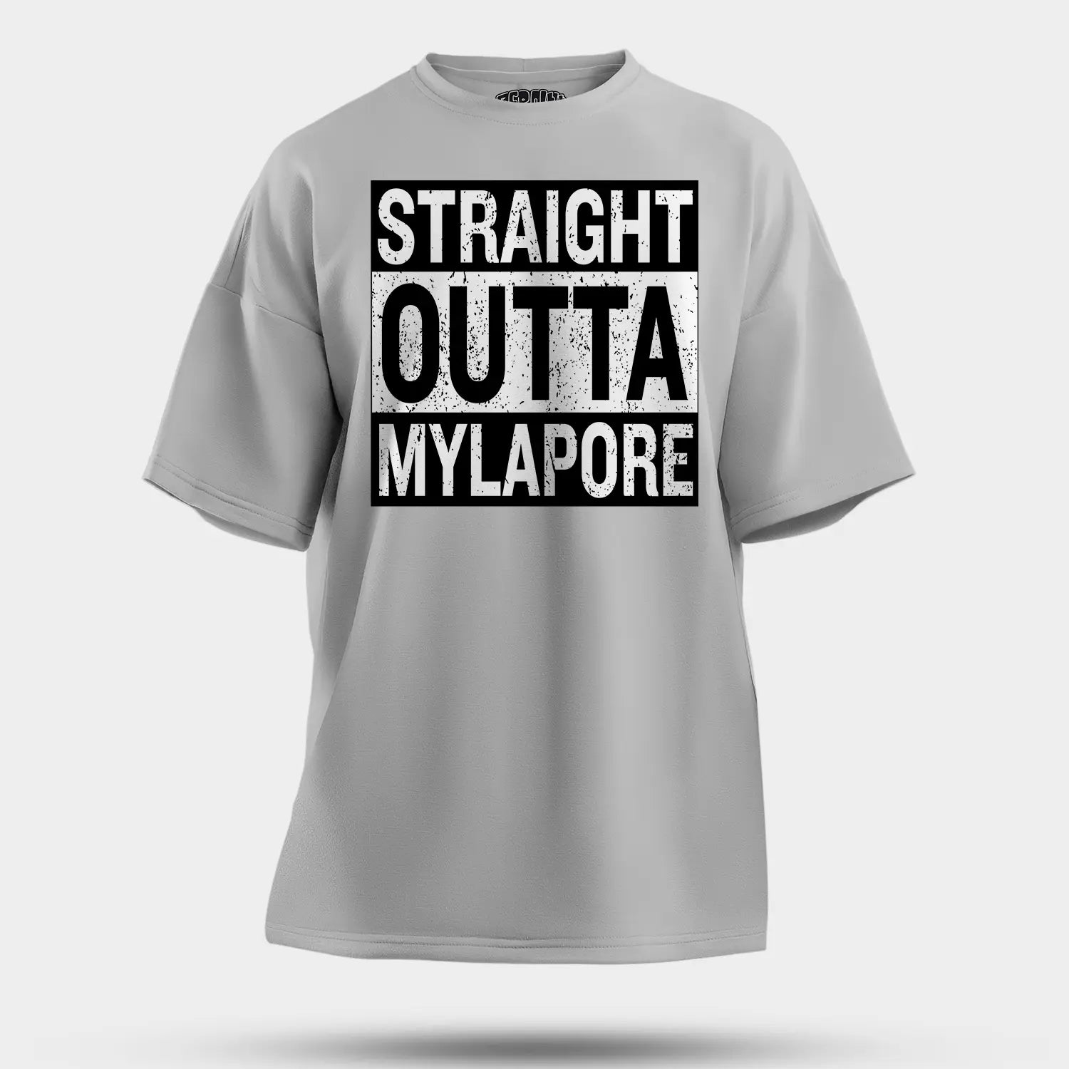 Straight Outta Mylapore Men/Unisex Oversized T-Shirt in Grey Melange Color
