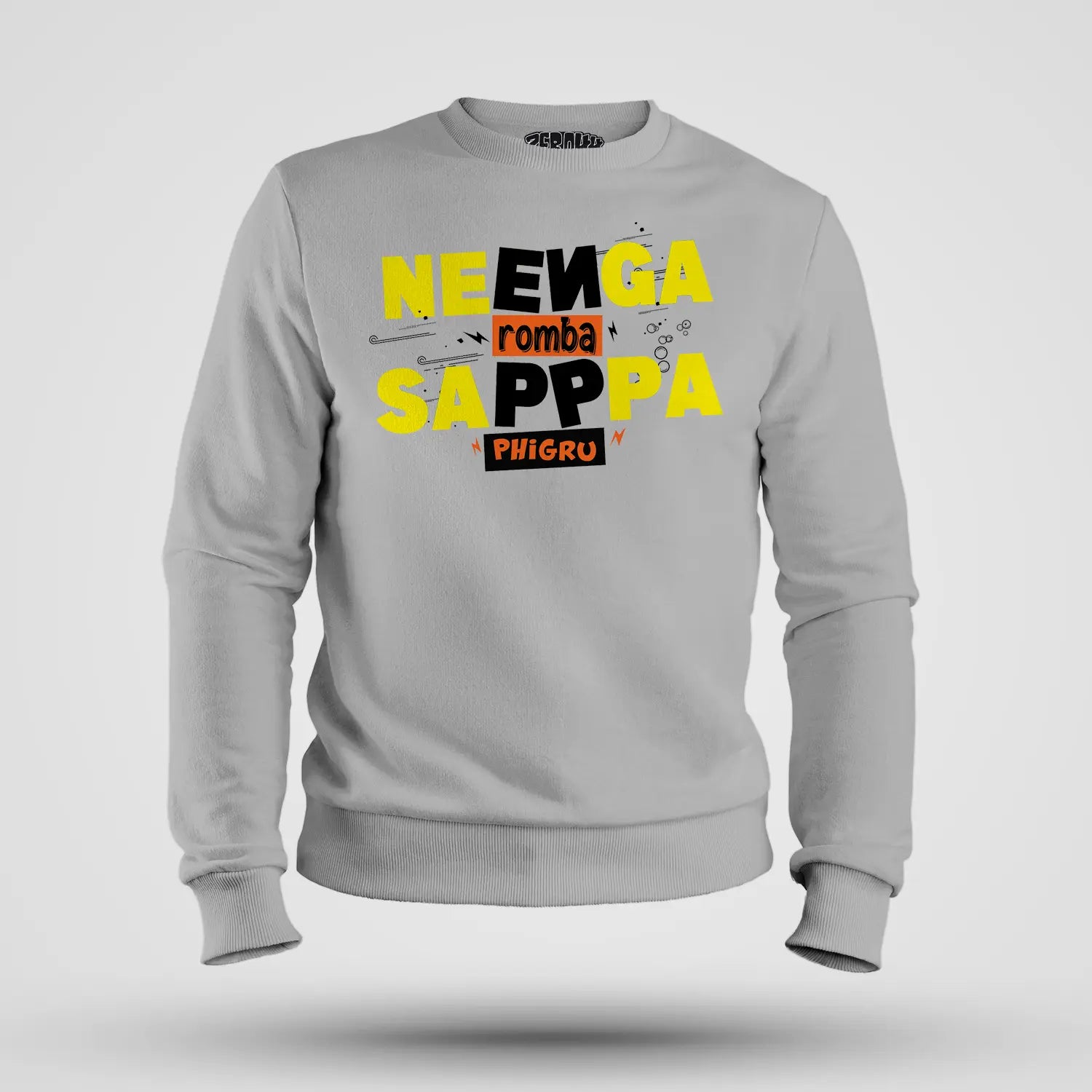 Neenga Romba Sappaa Phigru Men/Unisex Sweatshirt in Grey Melange Color