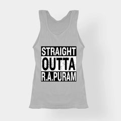 Straight Outta R.a Puram Women's Tank Top in Grey Melange Color
