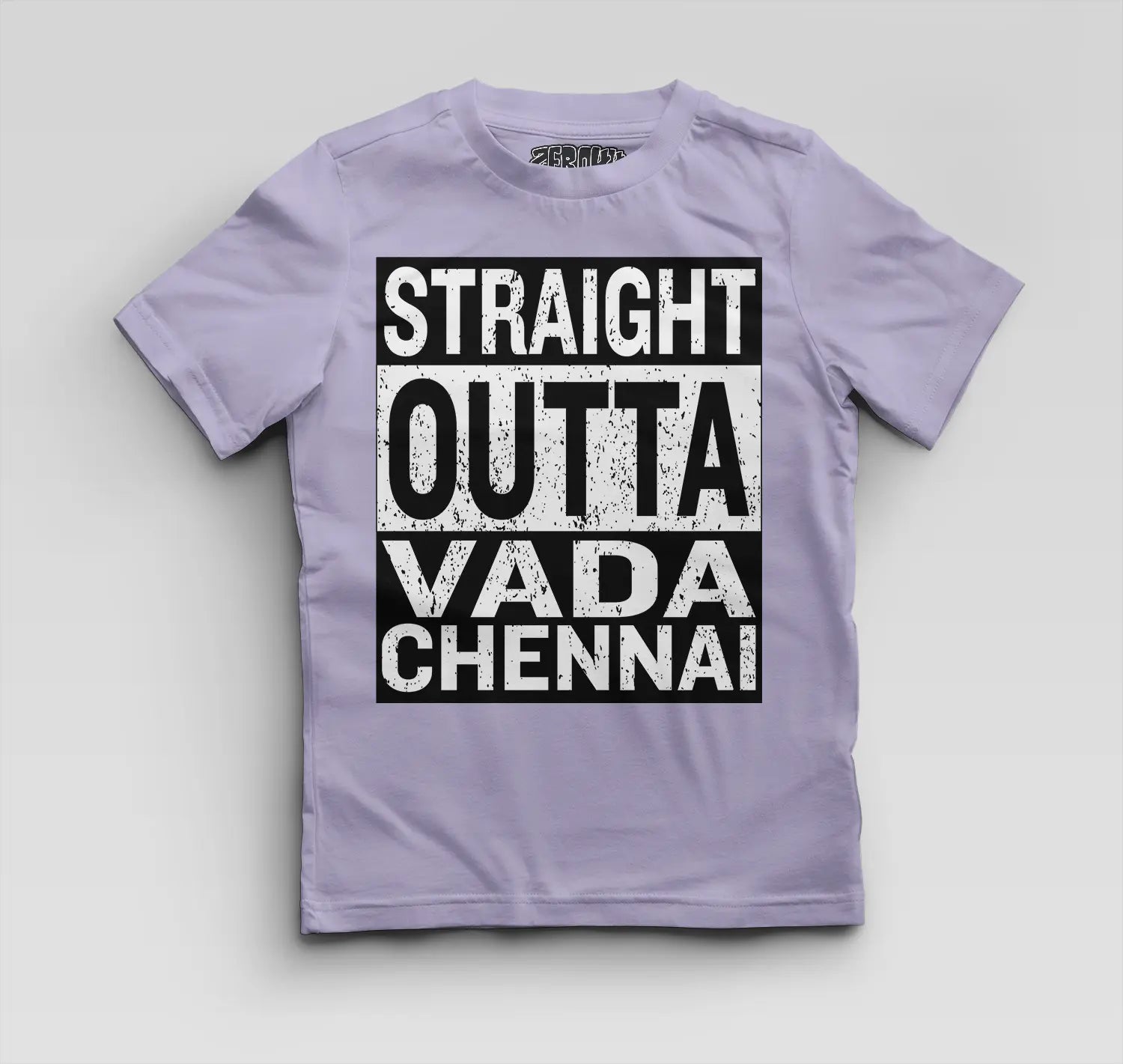 Straight Outta Vada Chennai Boys Round Neck T-Shirt in Lavender Color