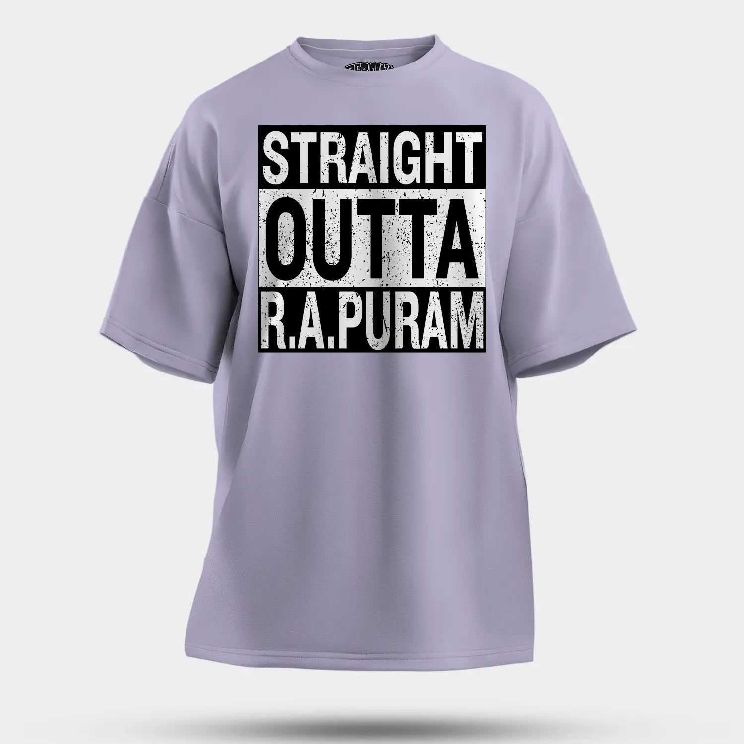 Straight Outta R.a Puram Men/Unisex Oversized T-Shirt in Lavender Color