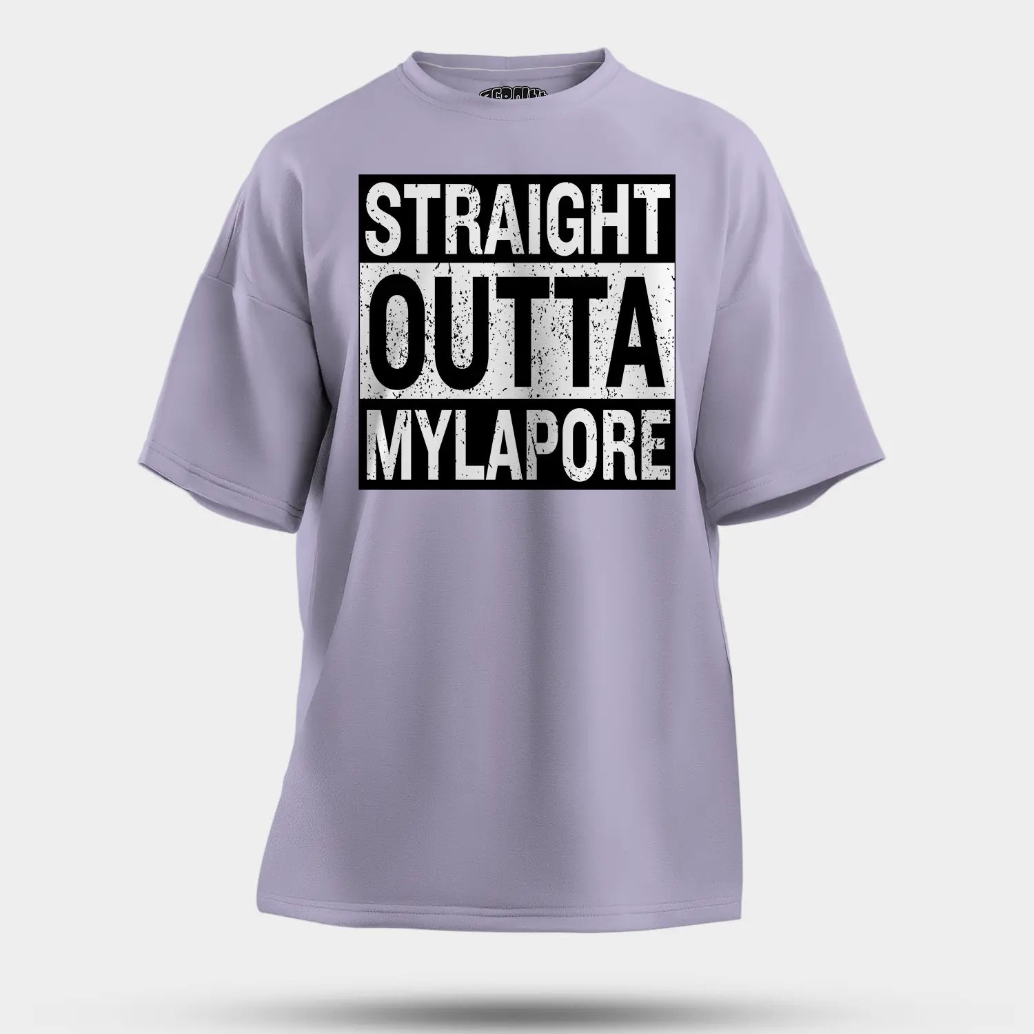 Straight Outta Mylapore Men/Unisex Oversized T-Shirt in Lavender Color