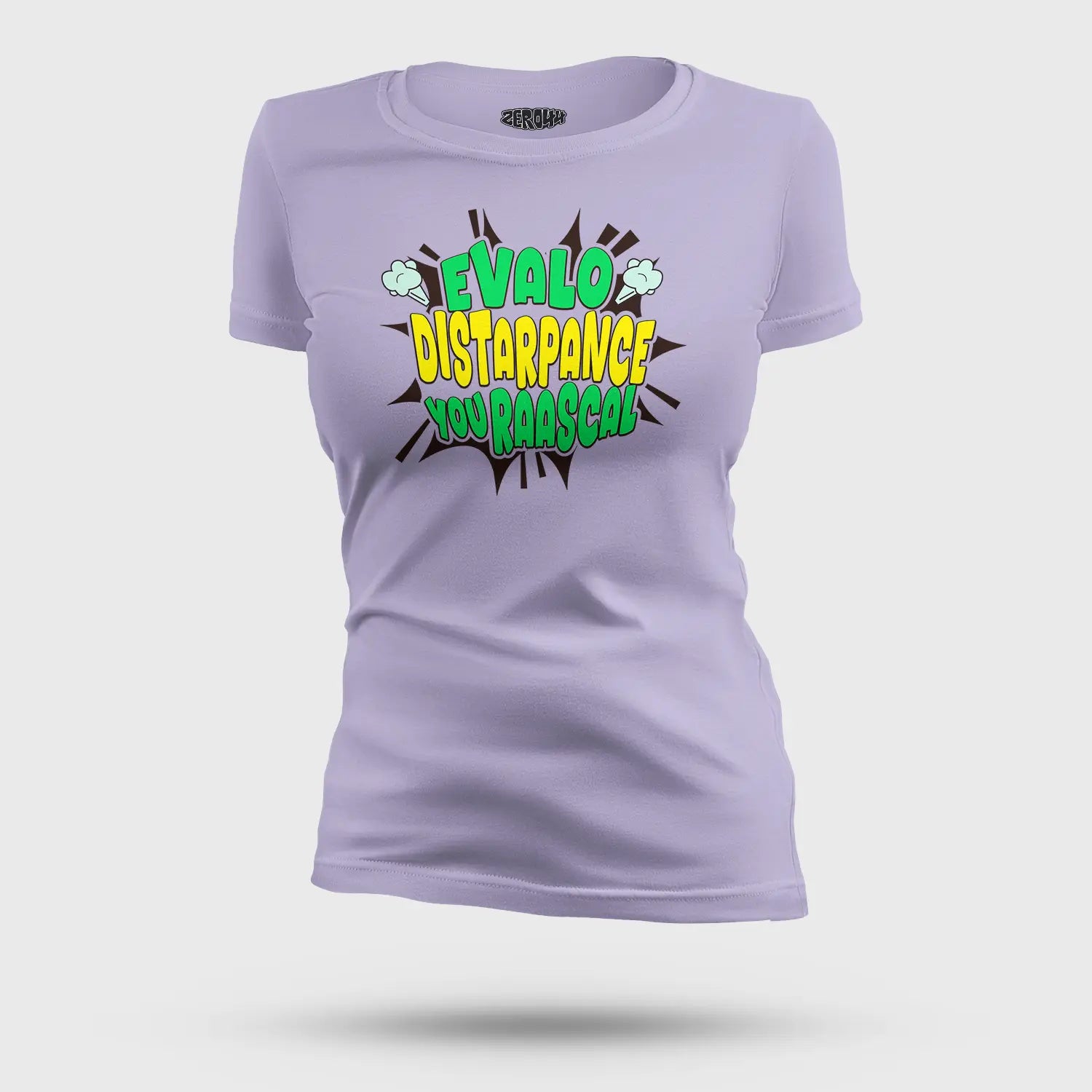 Evalo Distarpance You Raascal Women's T-Shirt in Lavender Color