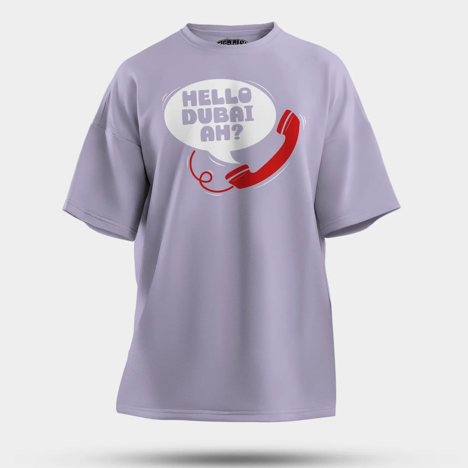 Hello Dubai Ah? Men/Unisex Oversized T-Shirt in Lavender Color