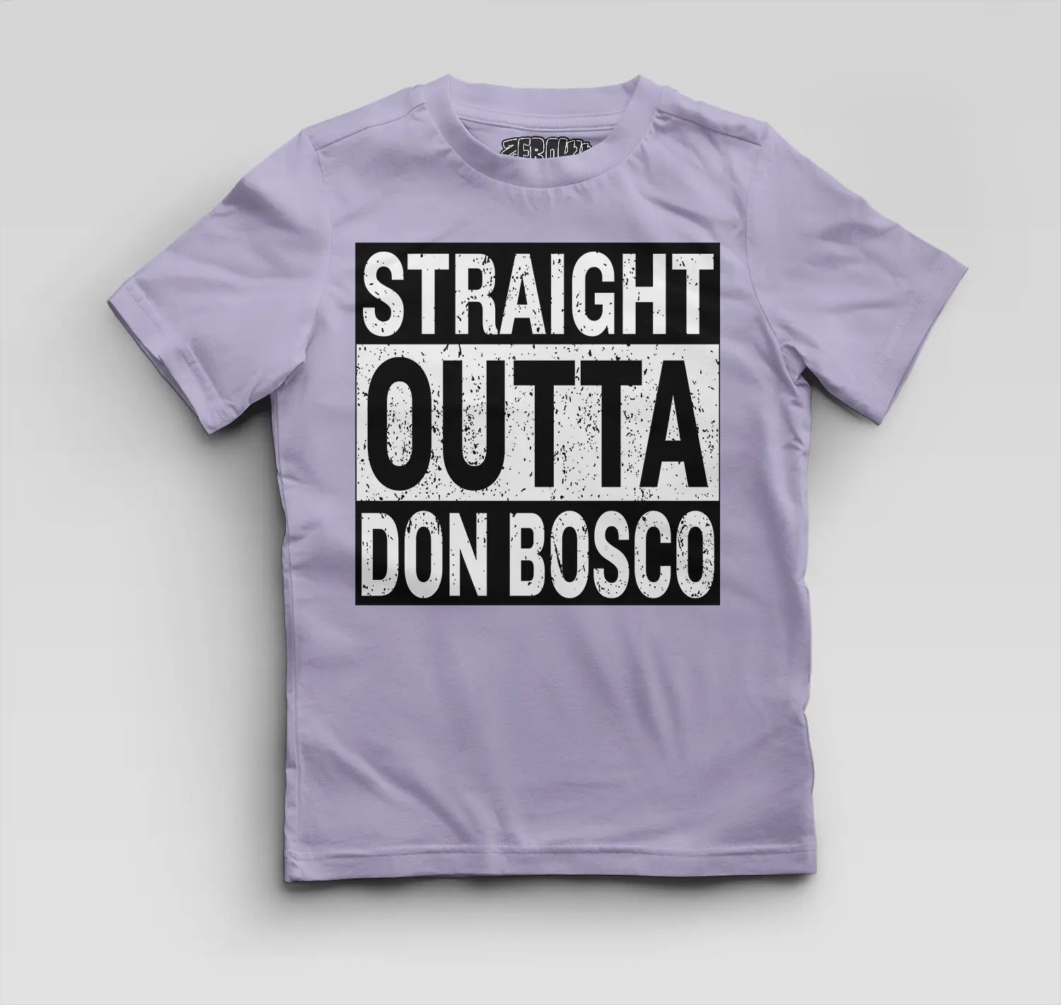 Straight Outta Don Bosco Boys Round Neck T-Shirt in Lavender Color