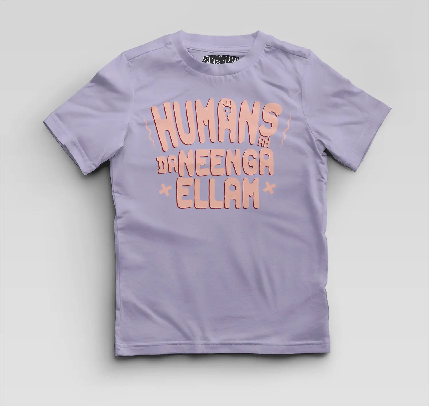 Humans Ah Da Neenga Ellam? Boys Round Neck T-Shirt in Lavender Color
