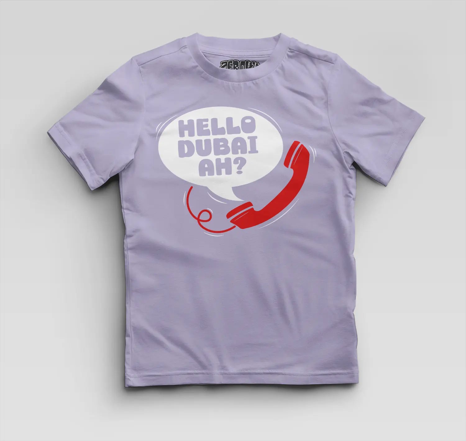 Hello Dubai Ah? Boys Round Neck T-Shirt in Lavender Color