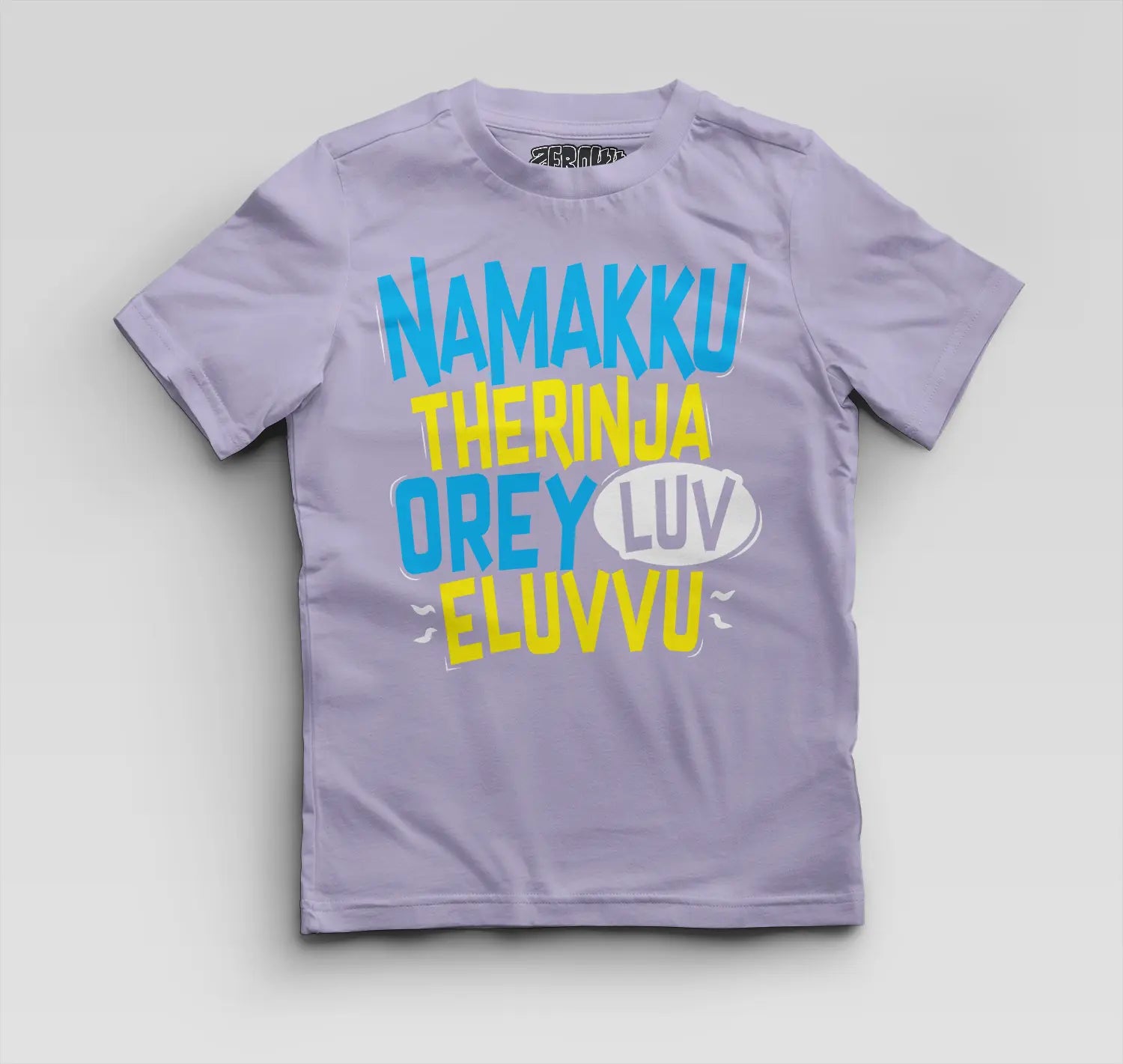 Namakku Therinja Orey Luv, Eluvvu Boys Round Neck T-Shirt in Lavender Color