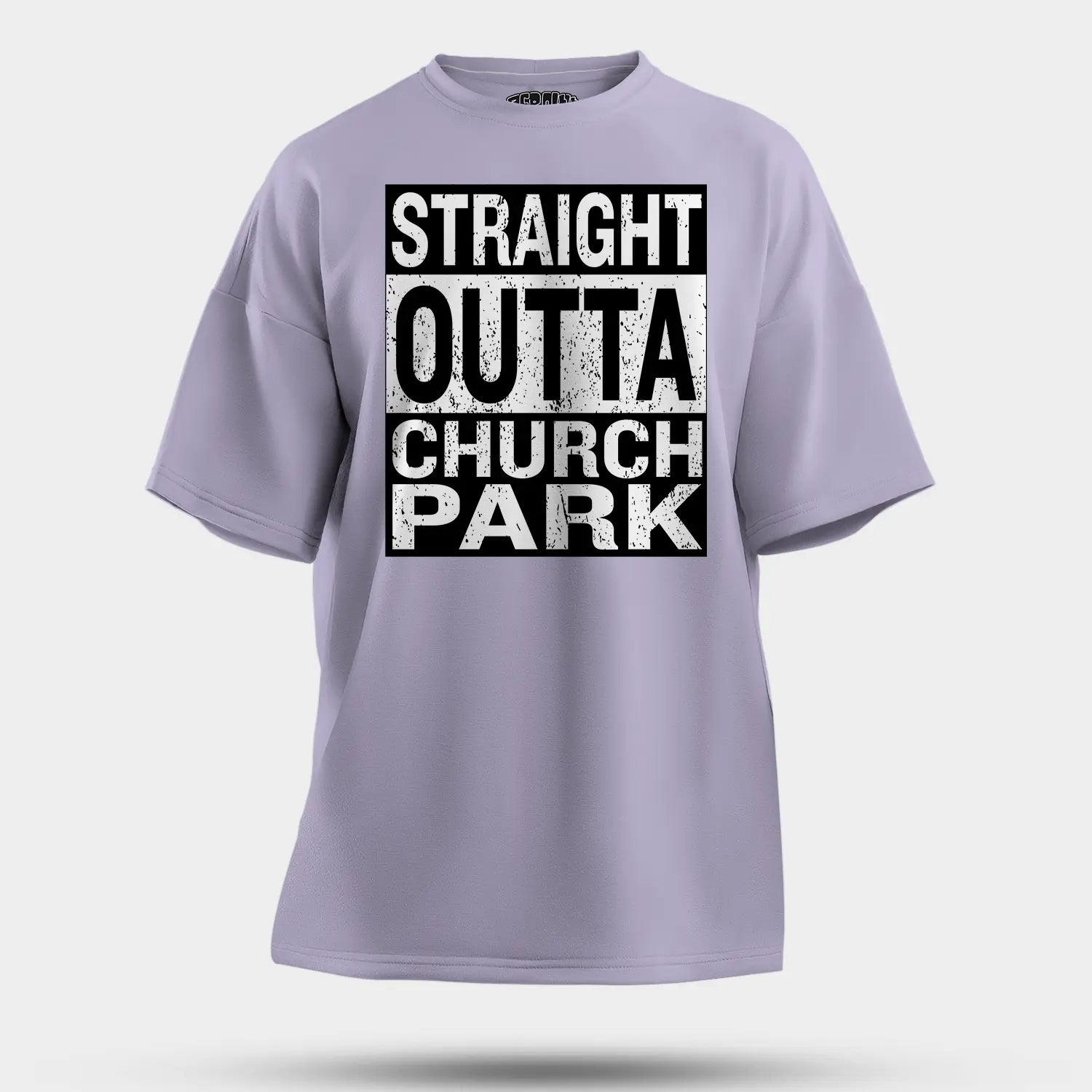 Straight Outta Church Park Men/Unisex Oversized T-Shirt in Lavender Color