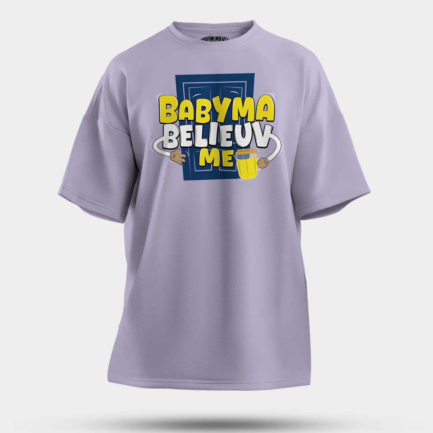 Babyma Belieuv Me Men/Unisex Oversized T-Shirt in Lavender Color
