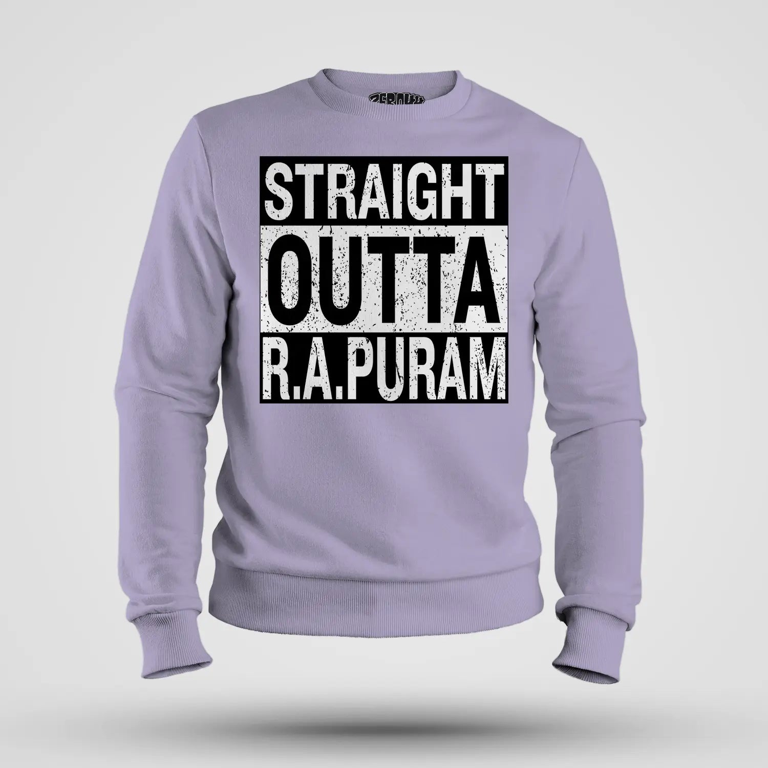 Straight Outta R.a Puram Men/Unisex Sweatshirt in Lavender Color