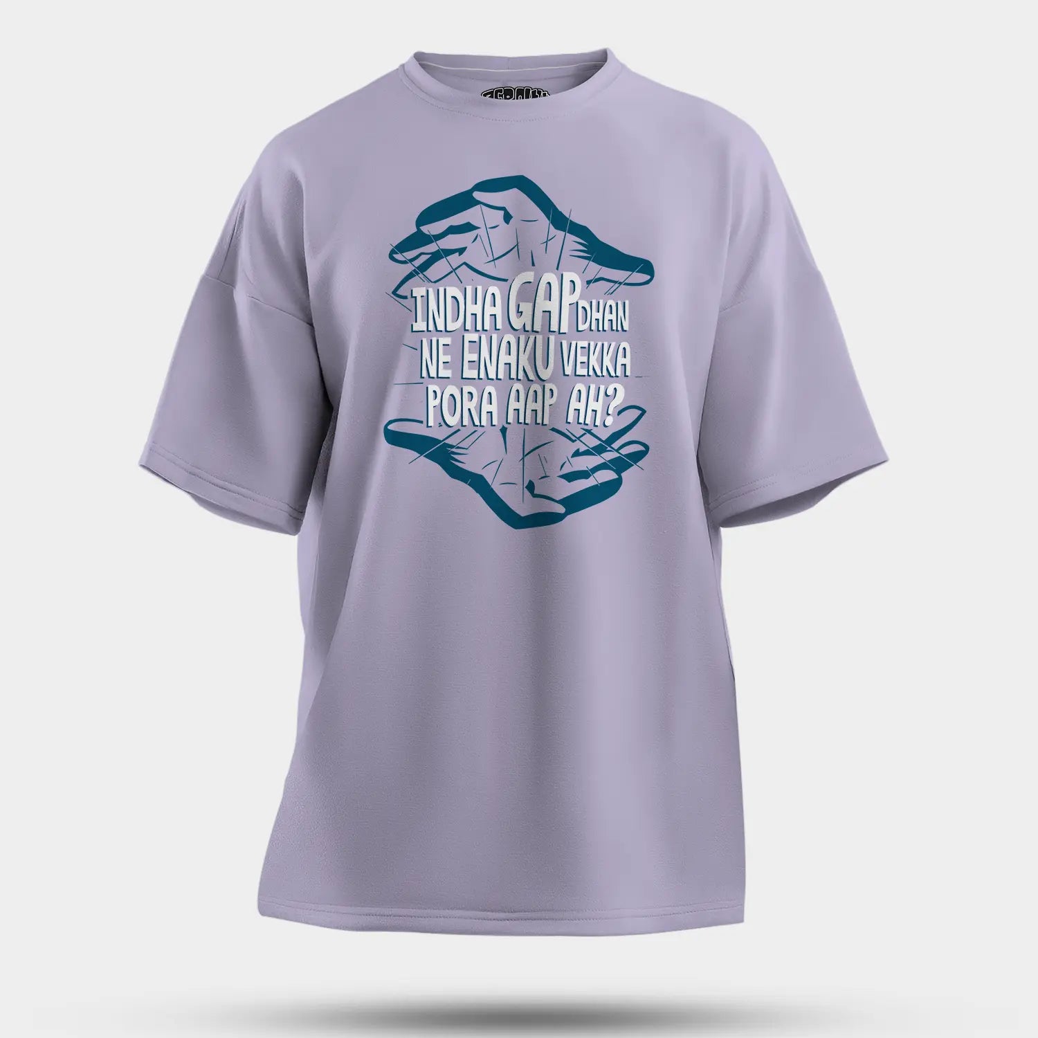 Indha Gap Dhan Ne Enaku Vekka Pora Aap Ah? Men/Unisex Oversized T-Shirt in Lavender Color