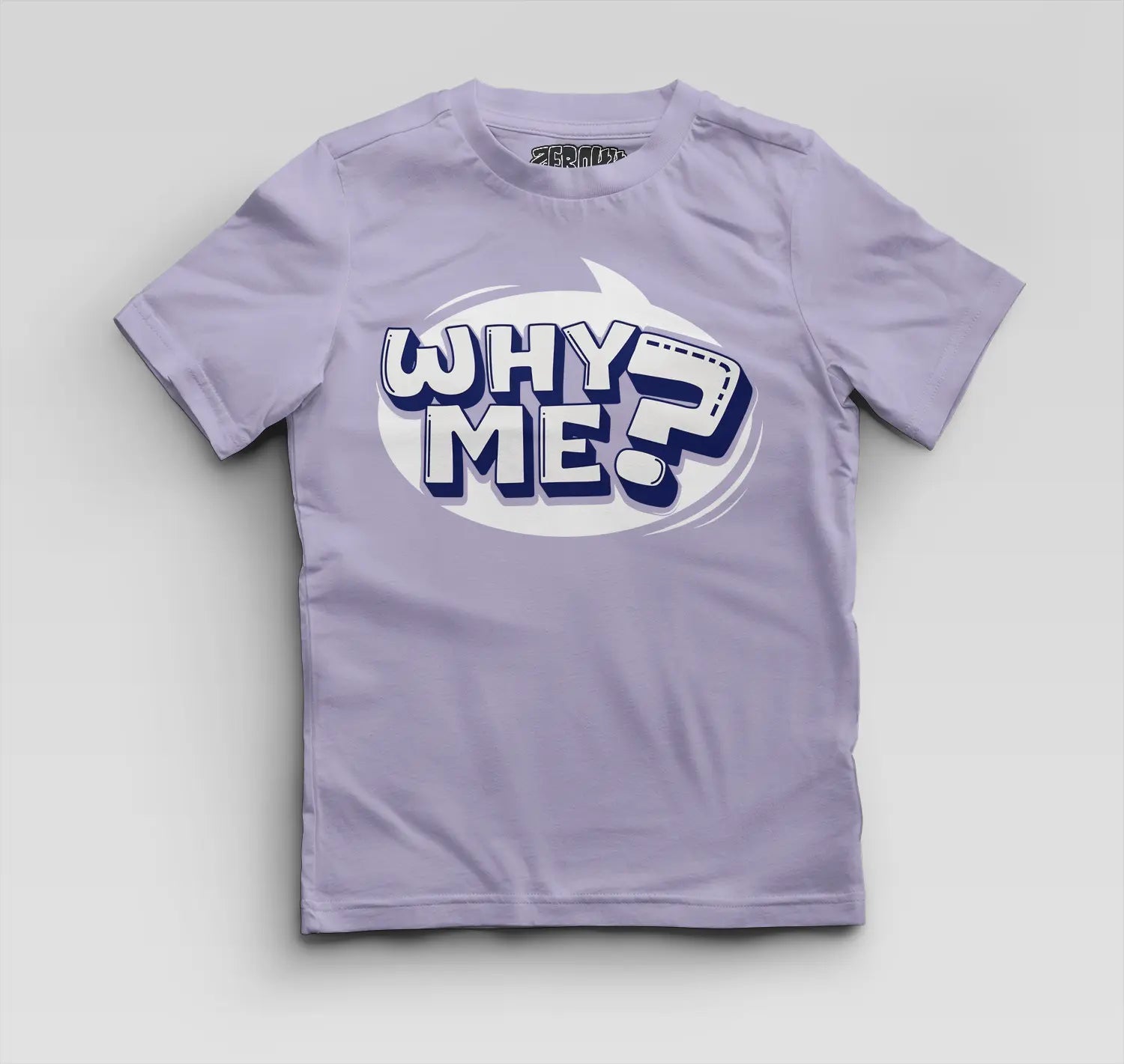 Why Me? Boys Round Neck T-Shirt in Lavender Color