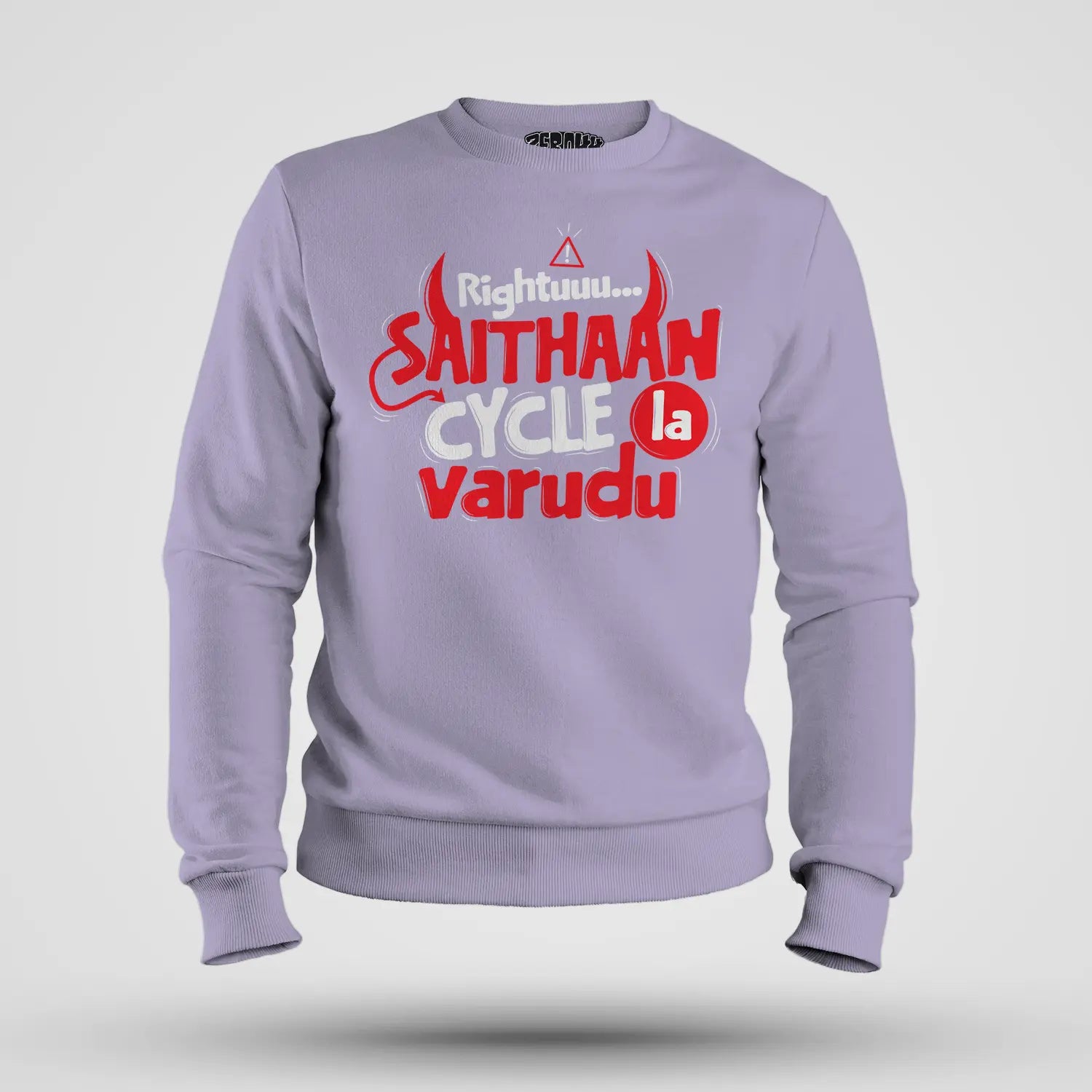 Rightuuu.. Saithaan Cycle La Varudhu Men/Unisex Sweatshirt in Lavender Color