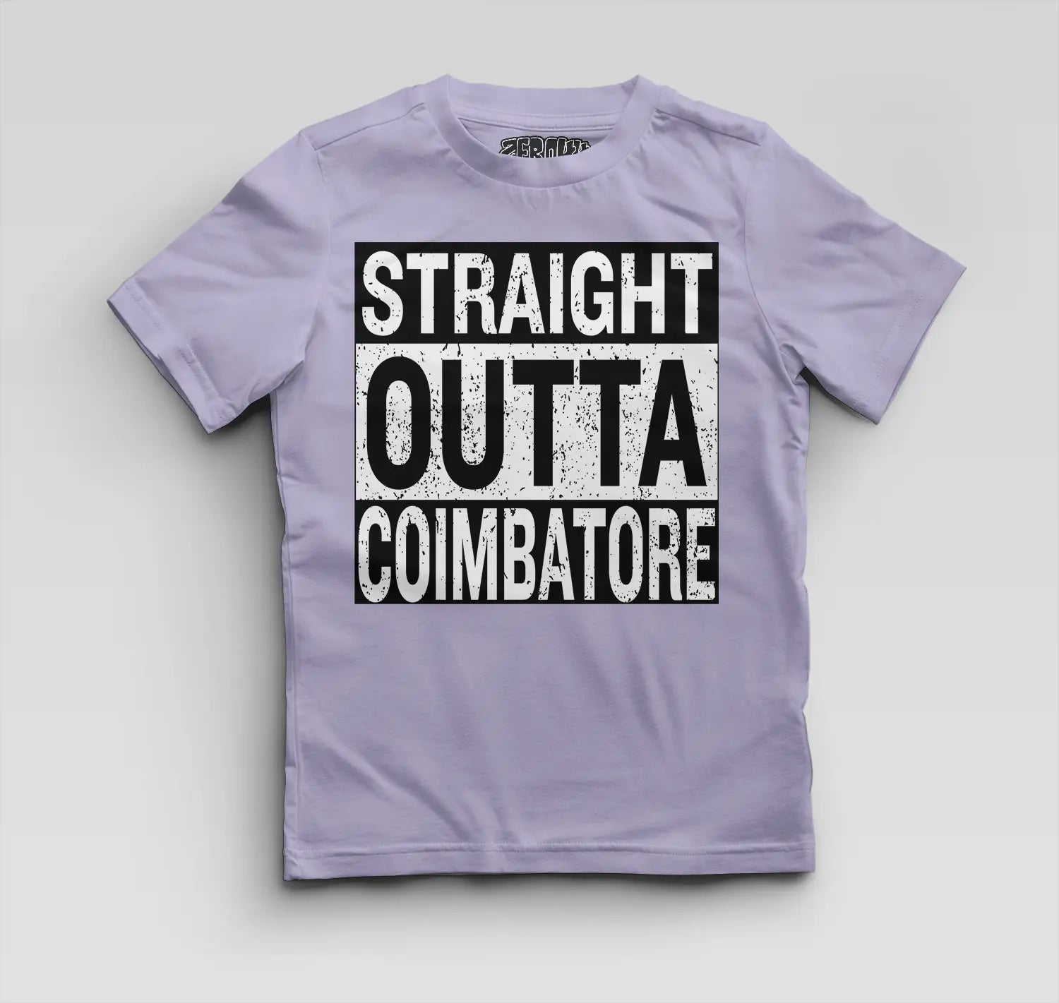 Straight Outta Coimbatore Boys Round Neck T-Shirt in Lavender Color