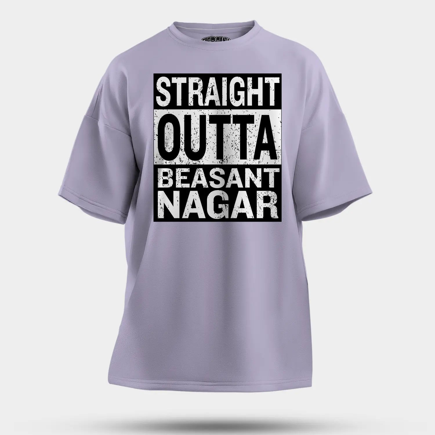 Straight Outta Beasant Nagar Men/Unisex Oversized T-Shirt in Lavender Color