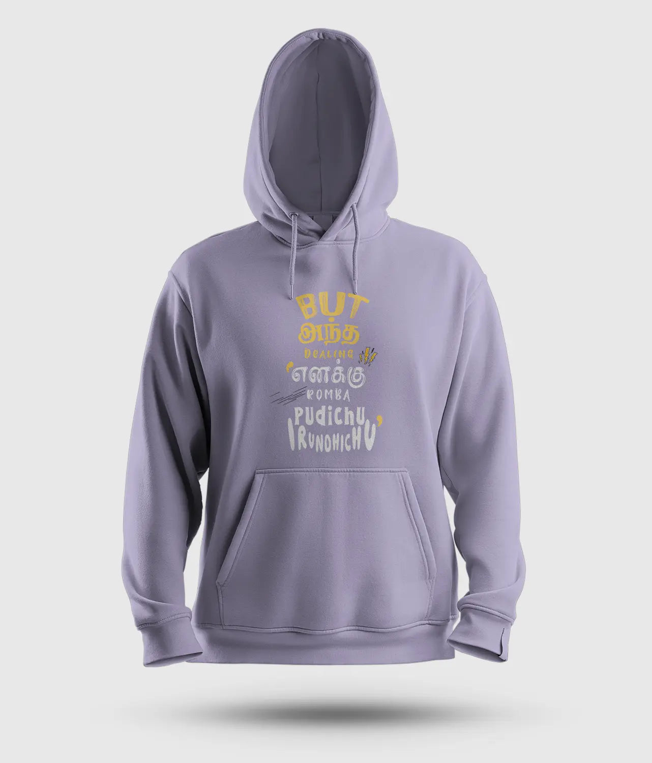 But Antha Dealing Enaku Romba Pudichu Irundhichu Men/Unisex Hoodie in Lavender Color