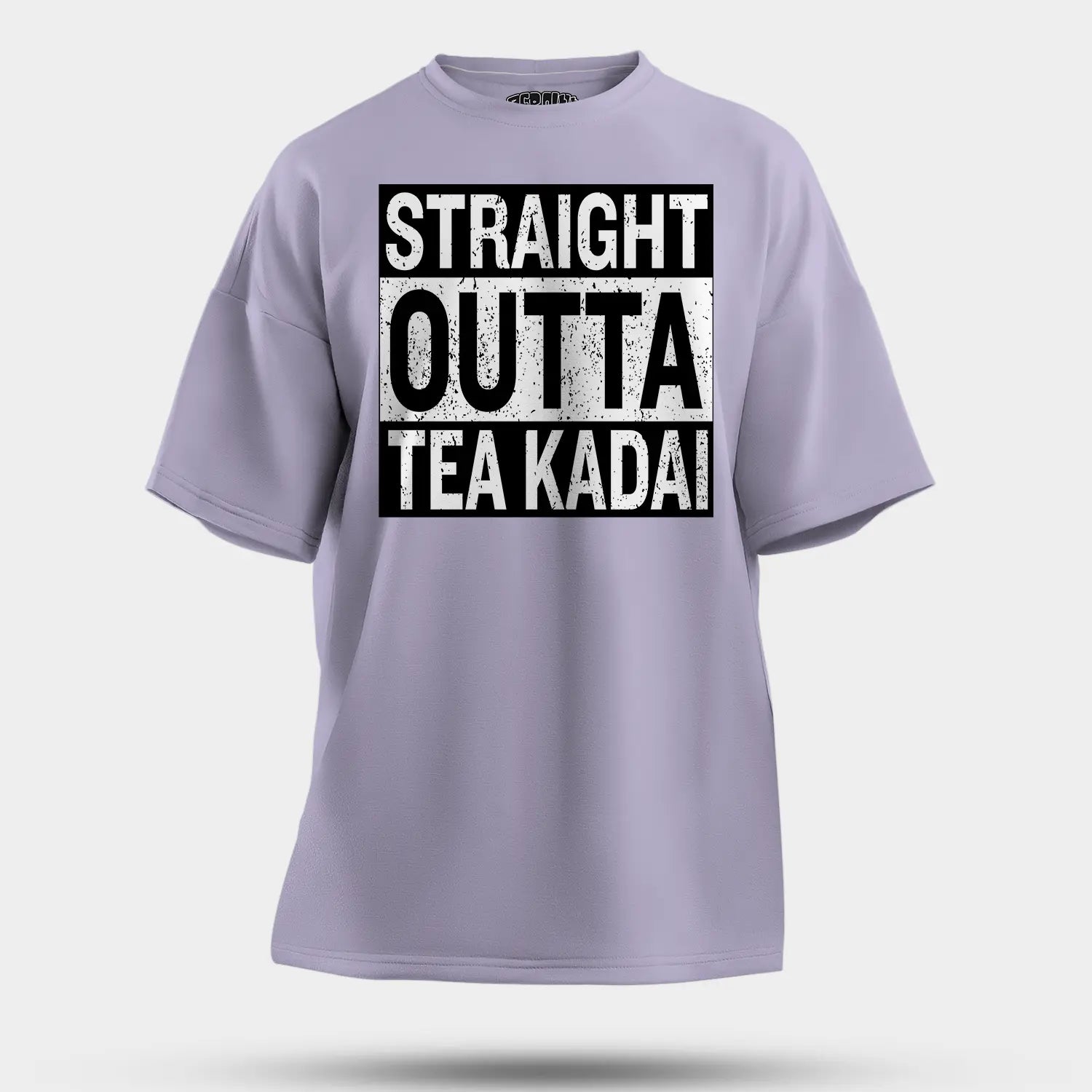 Straight Outta Tea Kadai Men/Unisex Oversized T-Shirt in Lavender Color