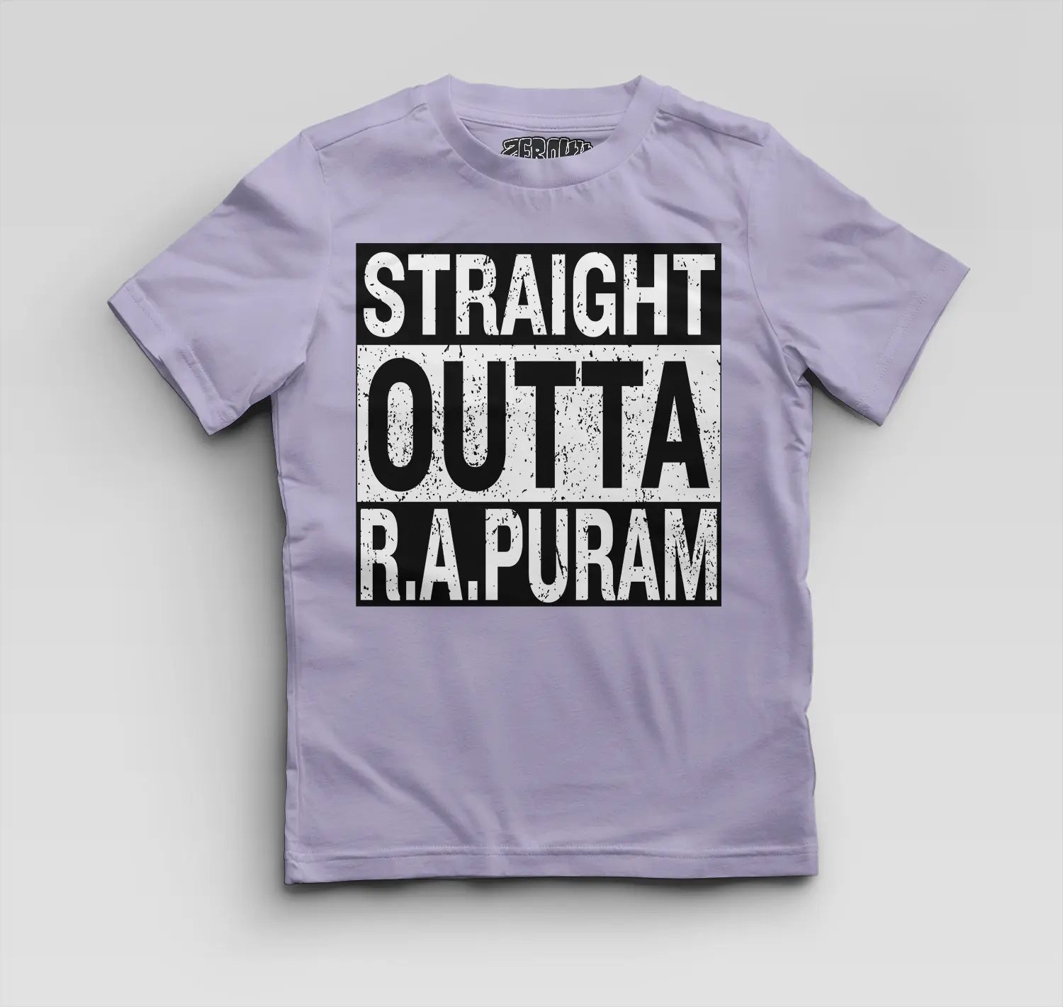 Straight Outta R.a Puram Boys Round Neck T-Shirt in Lavender Color
