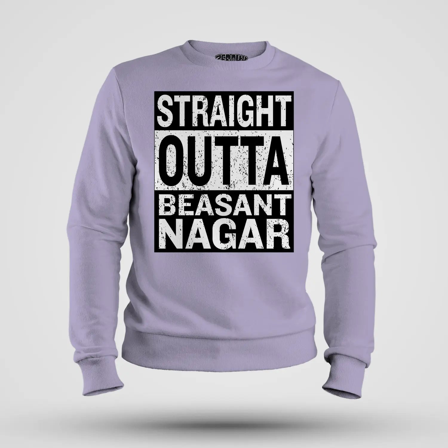 Straight Outta Beasant Nagar Men/Unisex Sweatshirt in Lavender Color