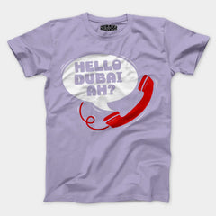 Hello Dubai Ah? Men/Unisex T-Shirt in Lavender Color