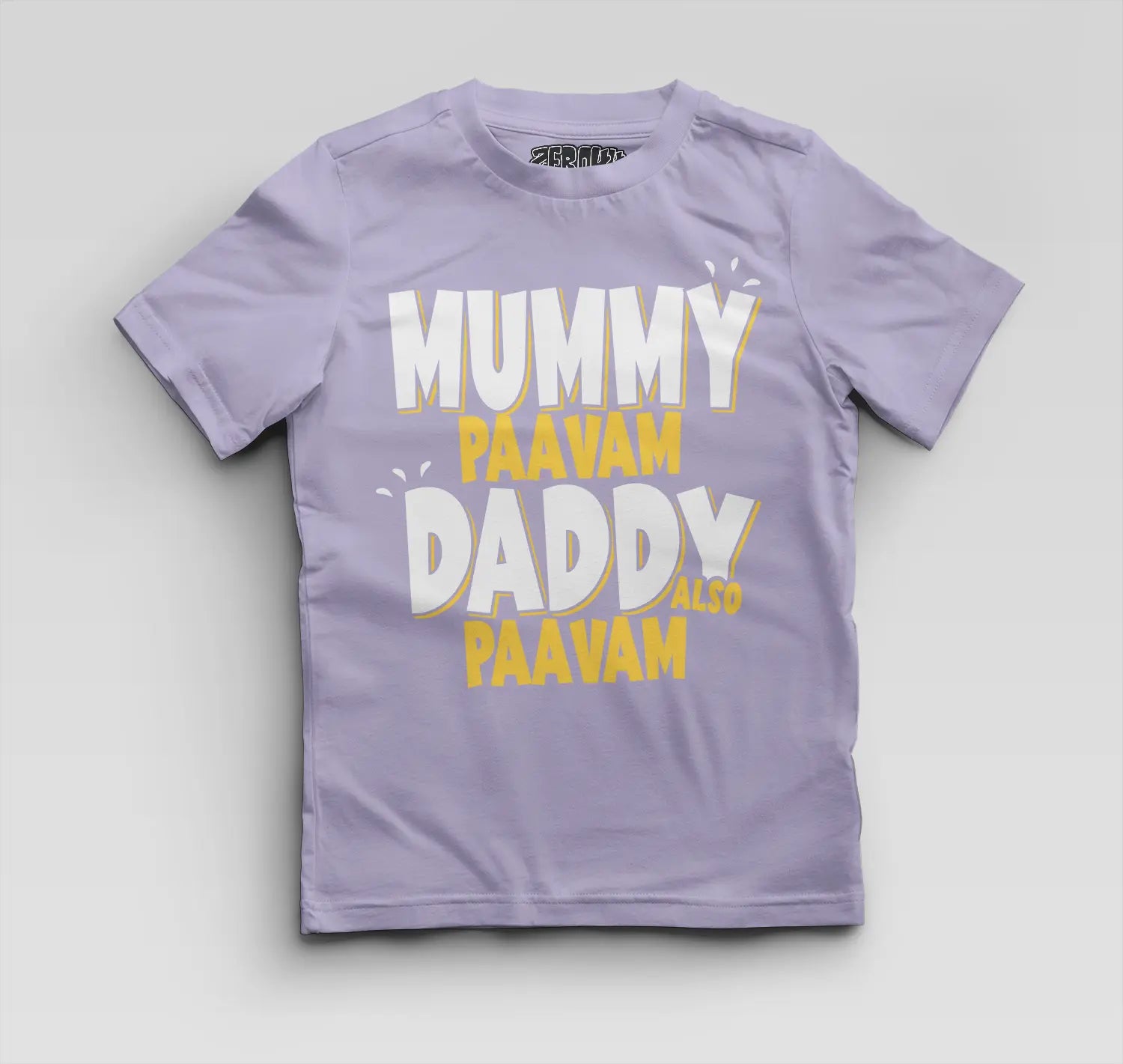 Mummy Paavam, Daddy Also Paavam Boys Round Neck T-Shirt in Lavender Color