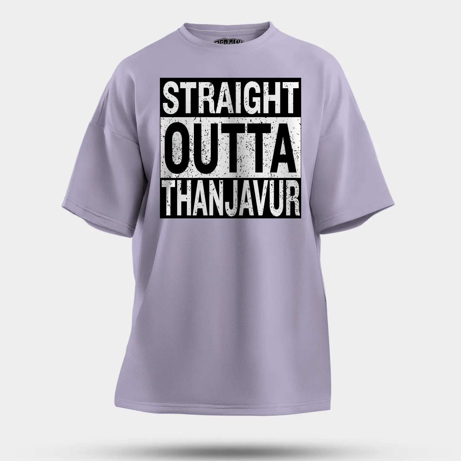 Straight Outta Thanjavur Men/Unisex Oversized T-Shirt in Lavender Color
