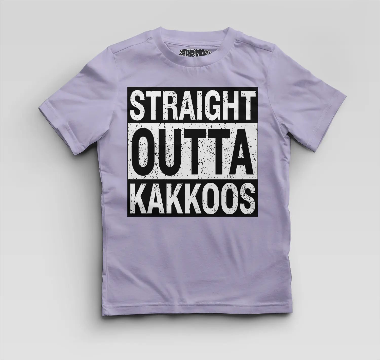 Straight Outta Kakkoos Boys Round Neck T-Shirt in Lavender Color