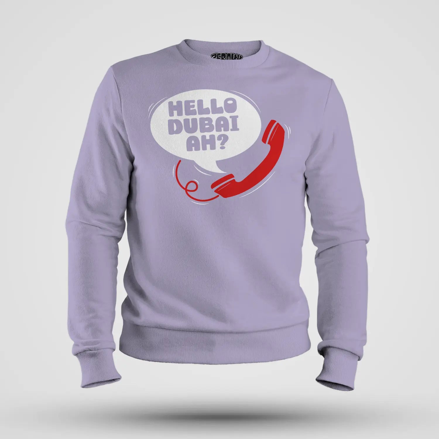 Hello Dubai Ah? Men/Unisex Sweatshirt in Lavender Color