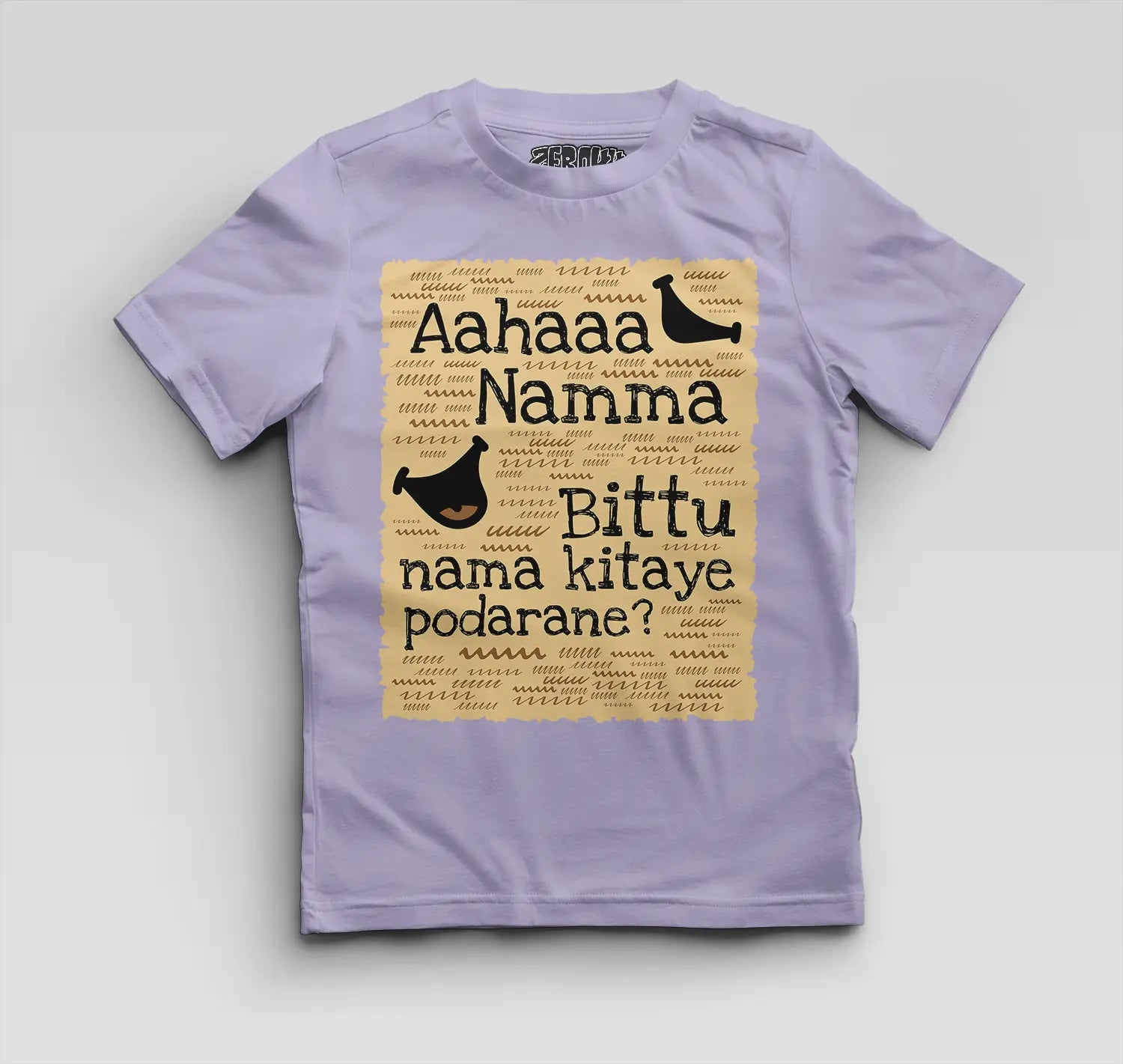 Aahaaa Namma Bittu Nama Kitaye Podarane Boys Round Neck T-Shirt in Lavender Color