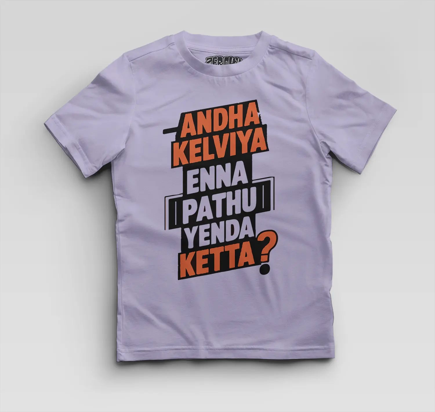 Andha Kelviya Enna Pathu Yenda Ketta Boys Round Neck T-Shirt in Lavender Color