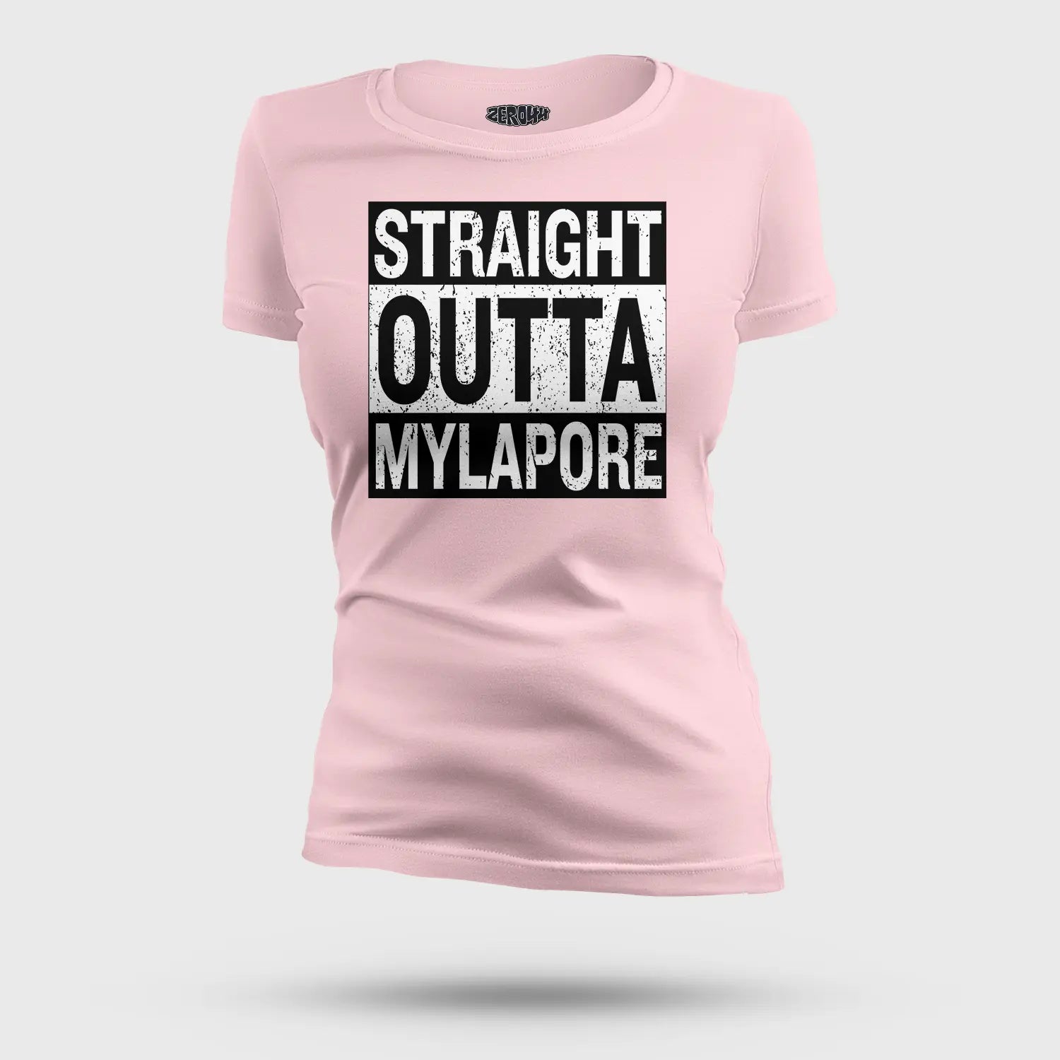 Straight Outta Mylapore Women's T-Shirt in Light Baby Pink Color