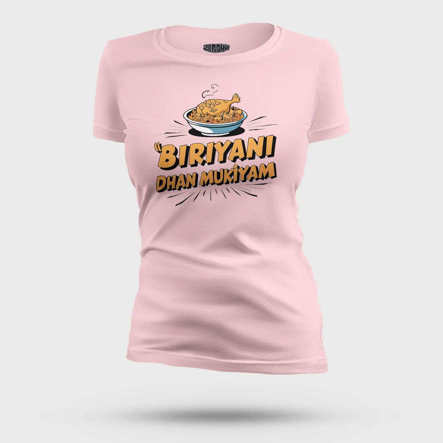 Biriyani Dhan Mukiyam Women's T-Shirt in Light Baby Pink Color