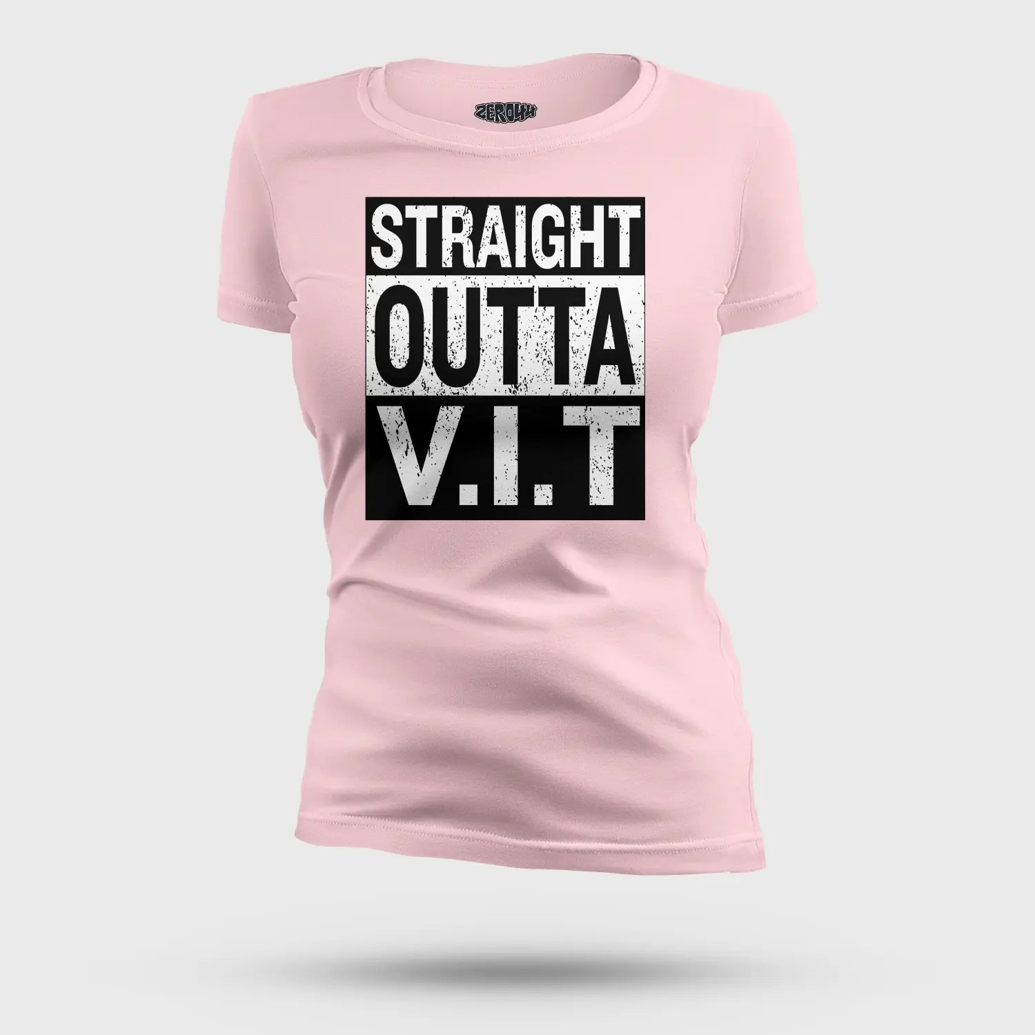 Straight Outta Vit Women's T-Shirt in Light Baby Pink Color