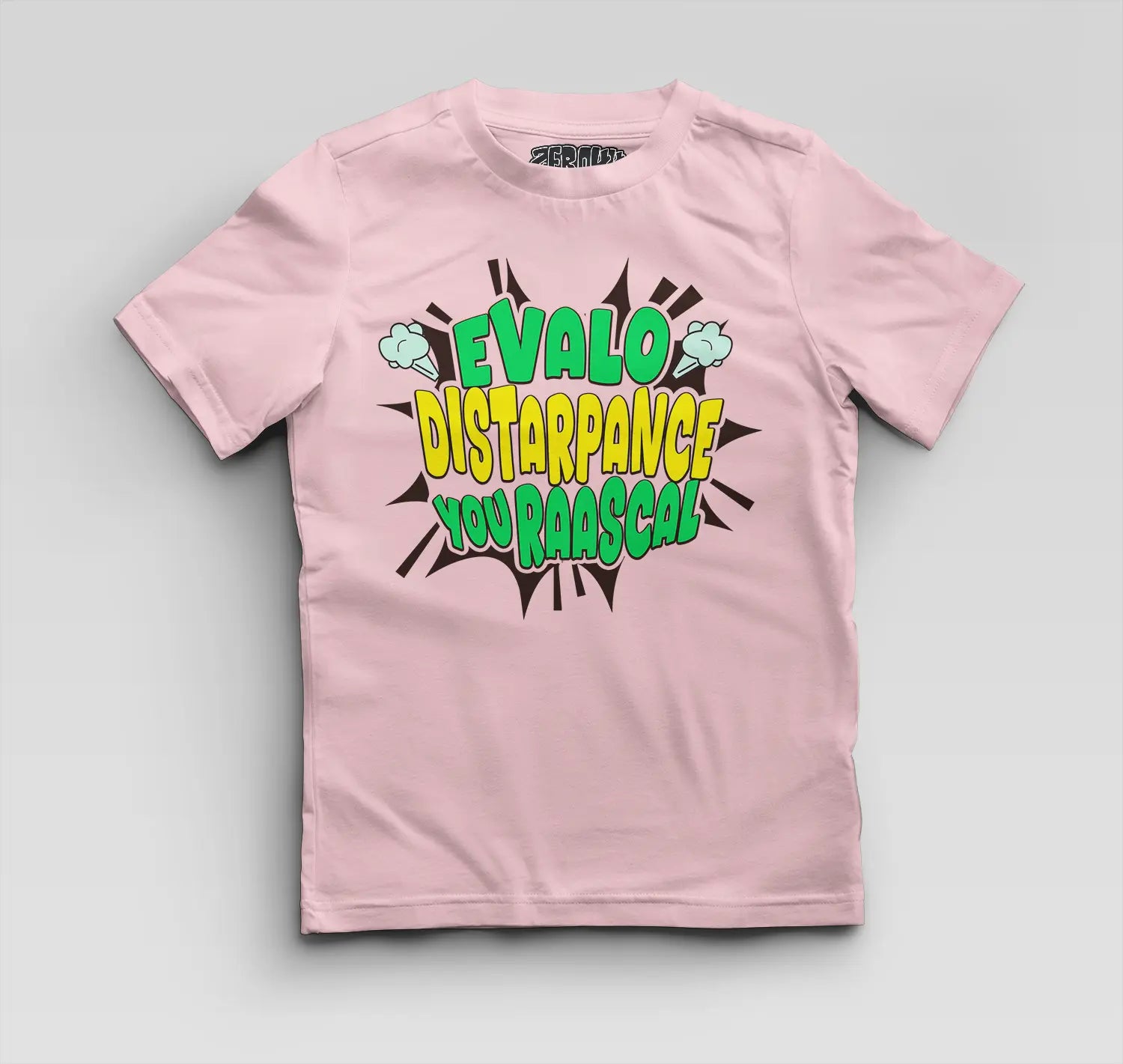 Evalo Distarpance You Raascal Boys Round Neck T-Shirt in Light Baby Pink Color