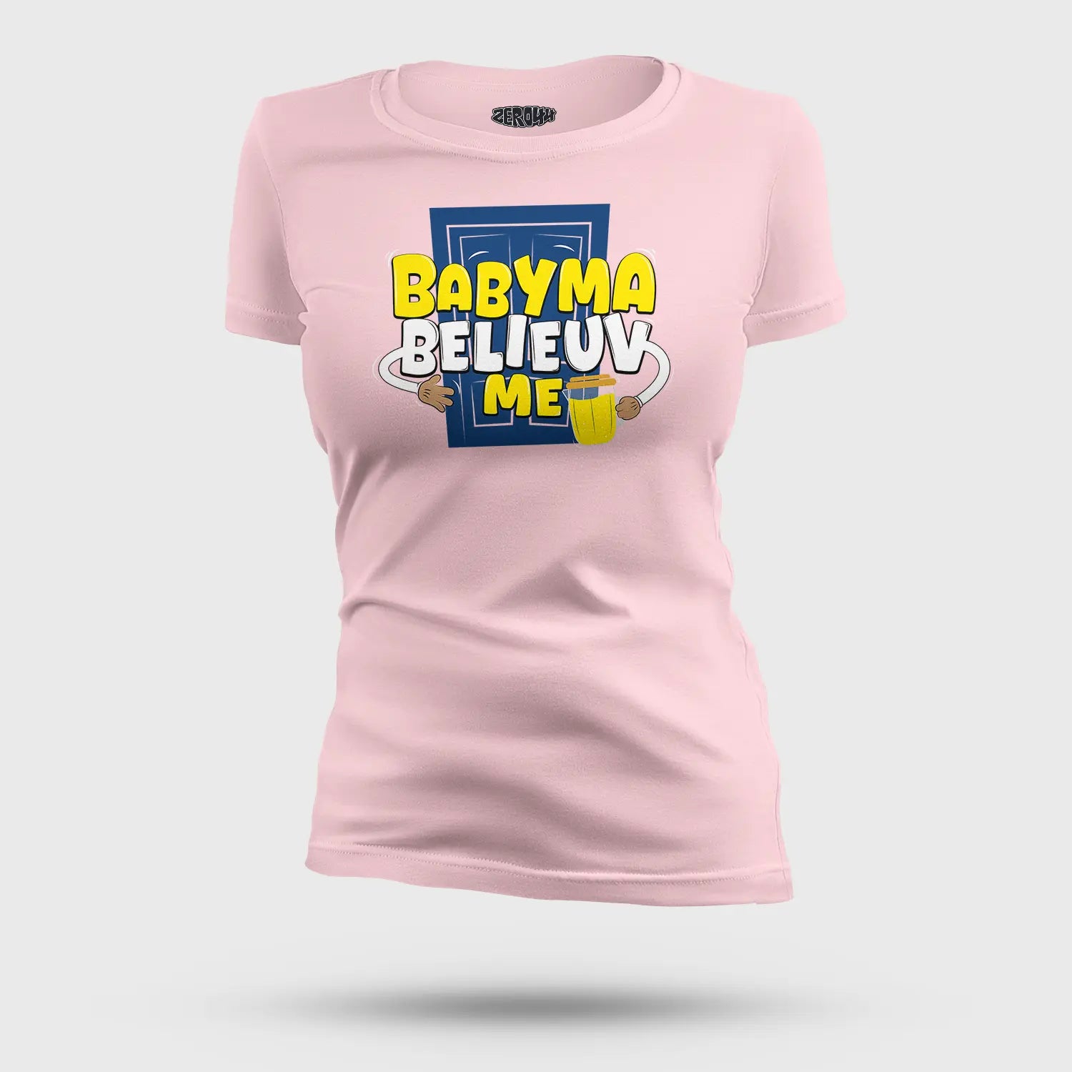 Babyma Belieuv Me Women's T-Shirt in Light Baby Pink Color