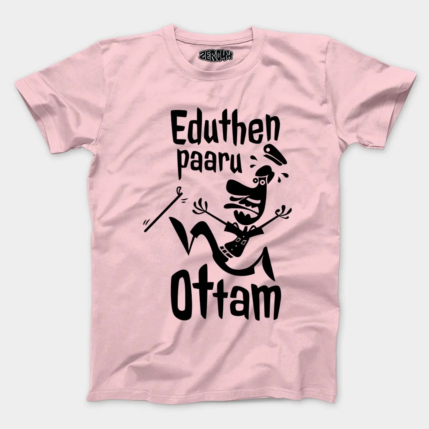 Eduthen Paaru Ottam Men/Unisex T-Shirt in Light Baby Pink Color
