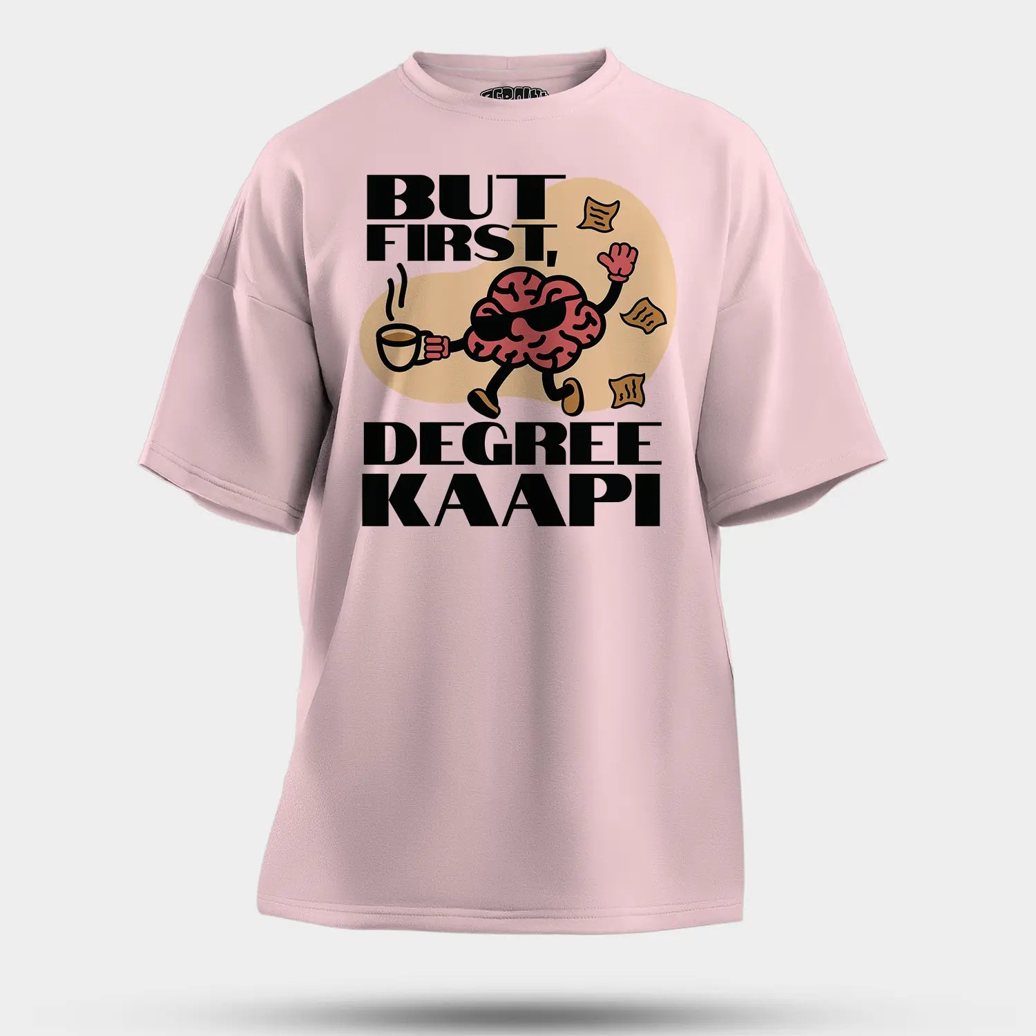 But First Degree Kaapi Men/Unisex Oversized T-Shirt in Light Baby Pink Color