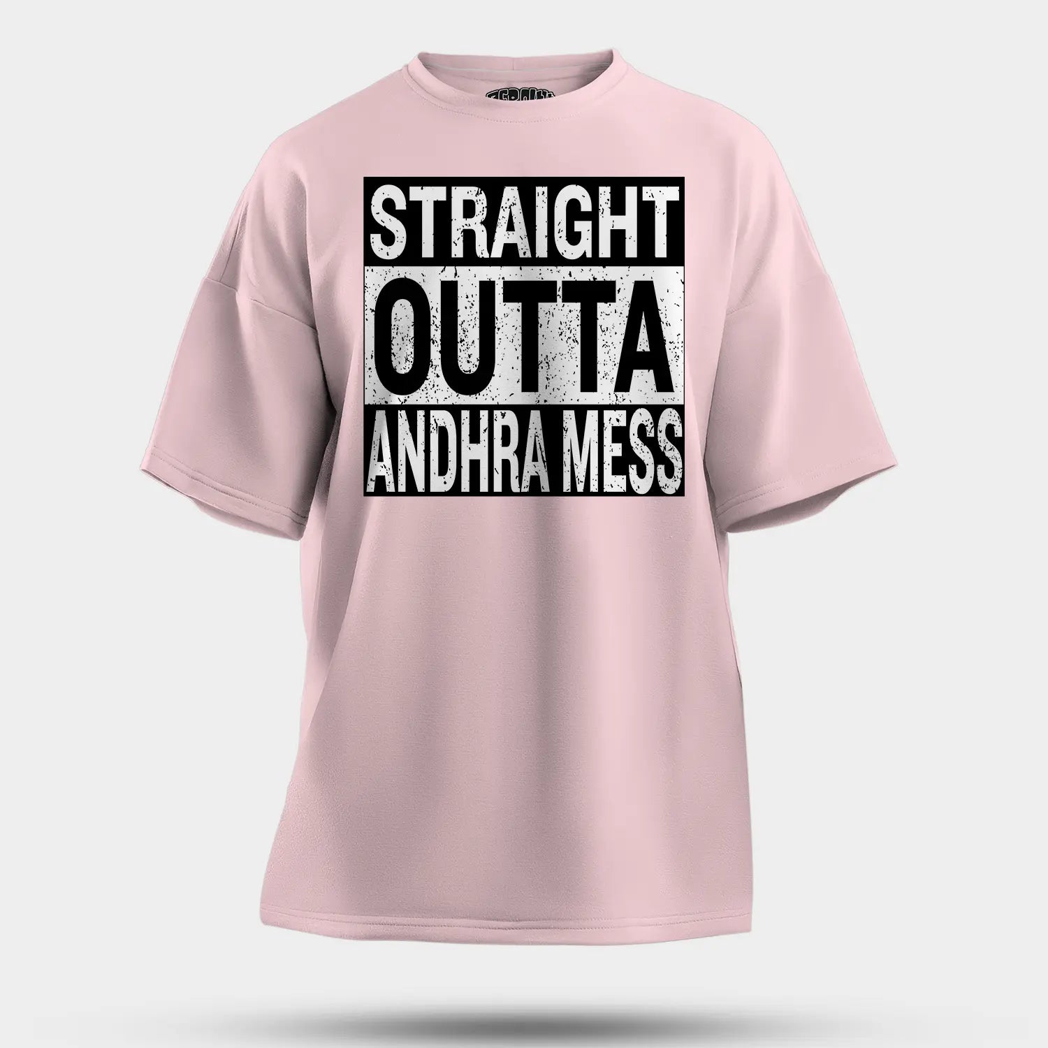 Straight Outta Andhra Mess Men/Unisex Oversized T-Shirt in Light Baby Pink Color