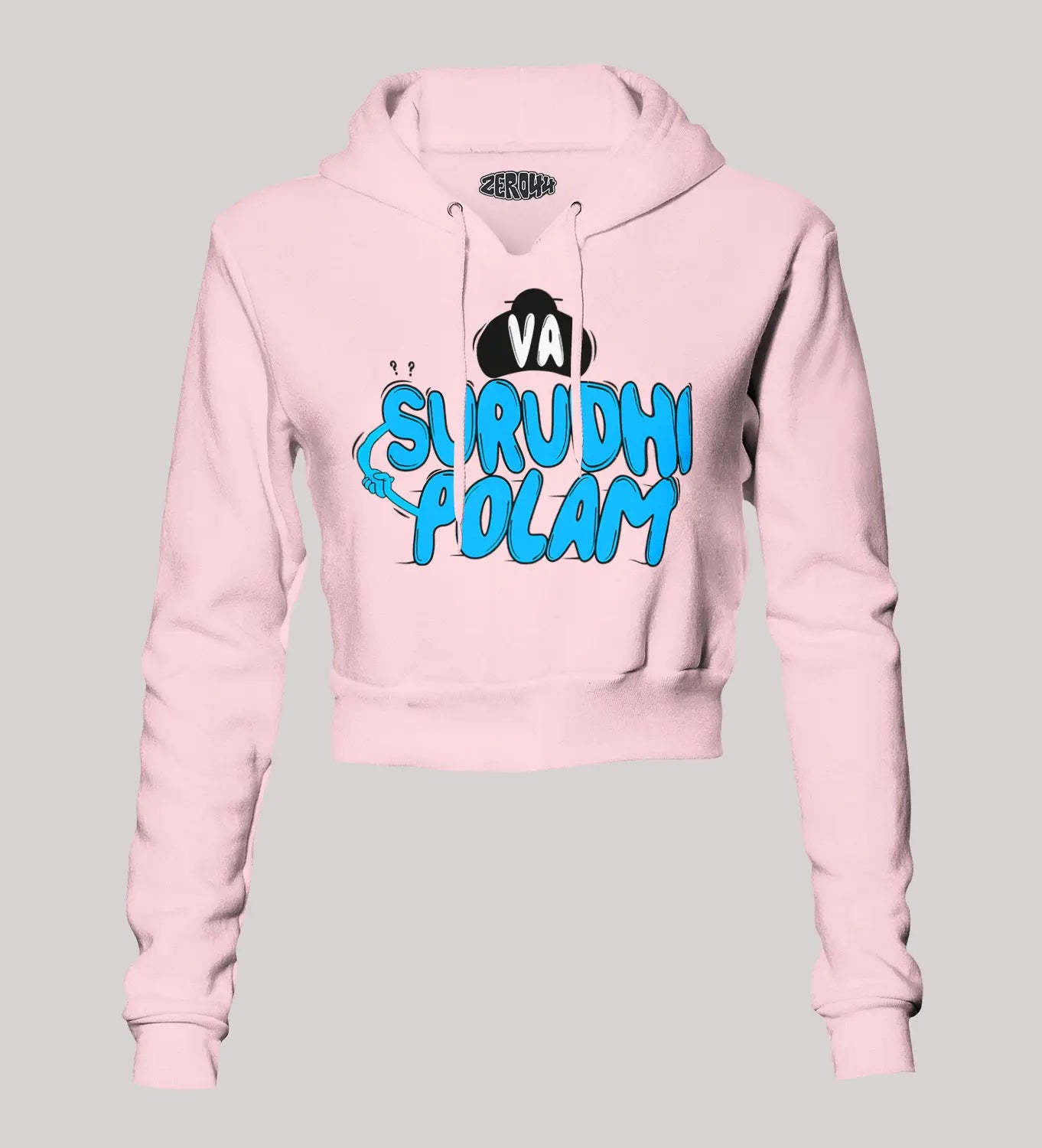 Va Surudhi Polam Women's Crop Hoodies in Light Baby Pink Color